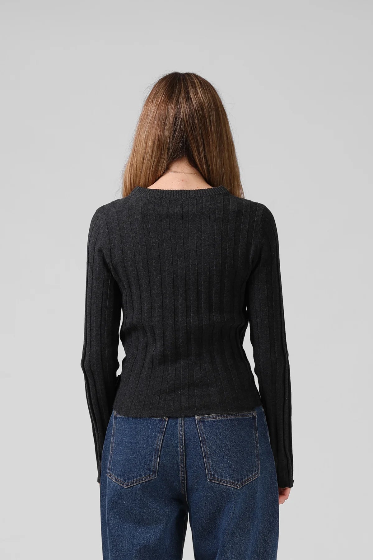 RPM KNITTED L/S - BLACK MARL - THE VOGUE STORE