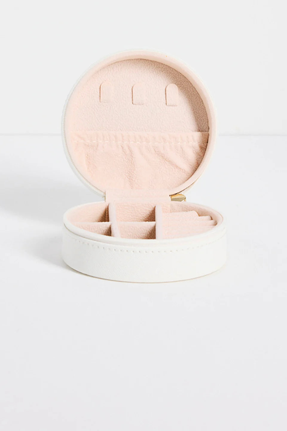 HUMBLE + HEART ROUND WHITE JEWELLERY TRAVEL CASE - THE VOGUE STORE