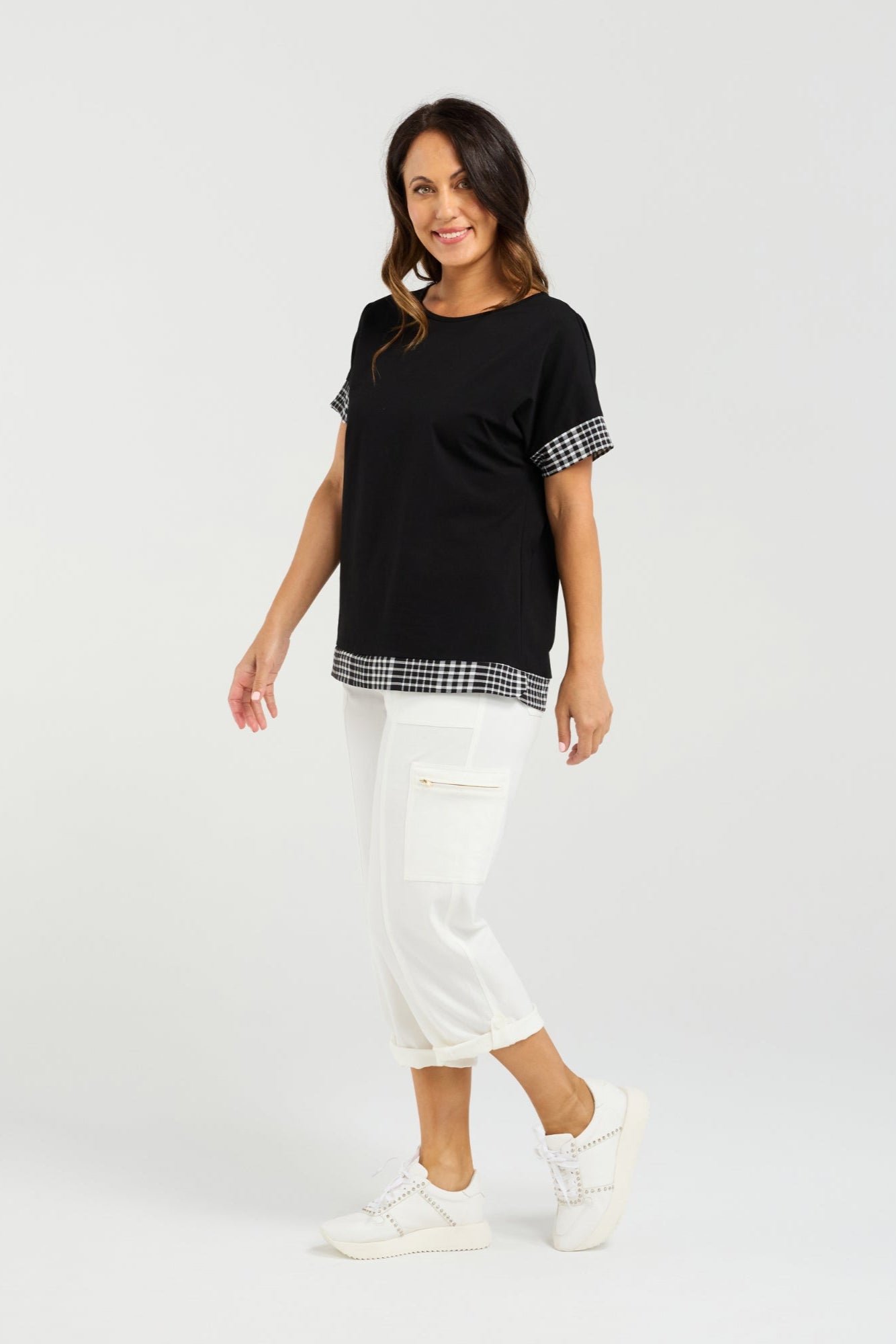 SEDUCE LUNA TOP - BLACK CHECK - THE VOGUE STORE