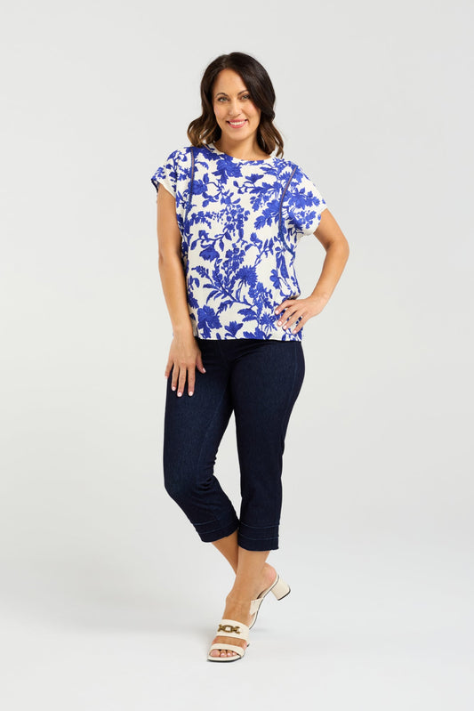 SEDUCE STELLA TOP - COBALT BLOSSOM - THE VOGUE STORE