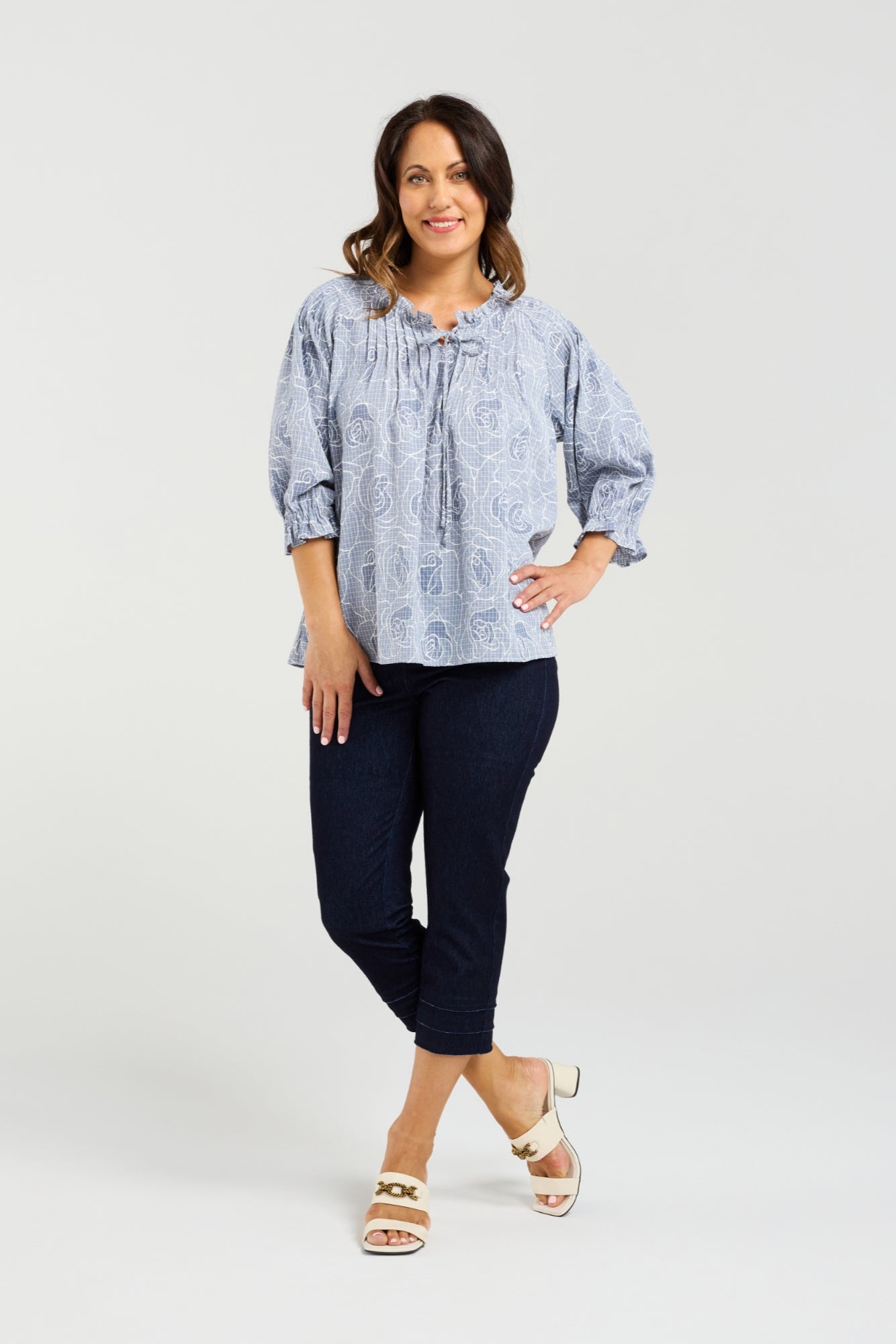 SEDUCE CLAIRE TOP - PETAL PLAID - THE VOGUE STORE