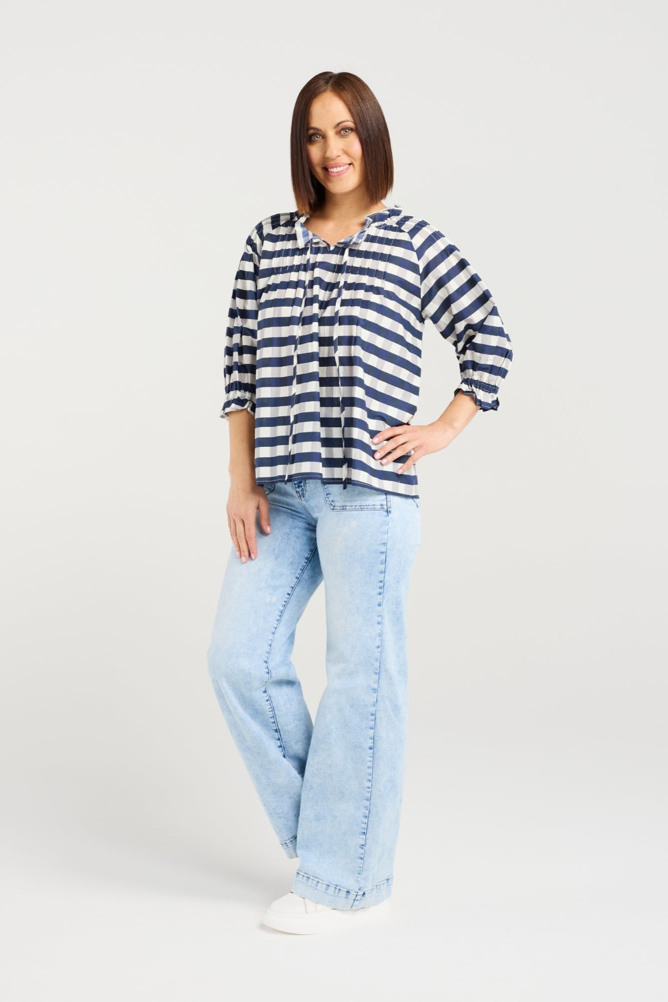 SEDUCE CLAIRE TOP - INK CHECK - THE VOGUE STORE