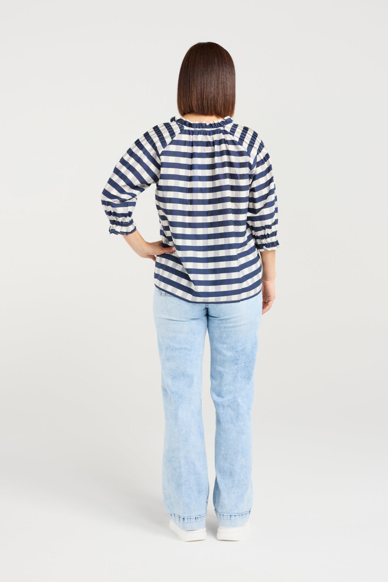 SEDUCE CLAIRE TOP - INK CHECK - THE VOGUE STORE