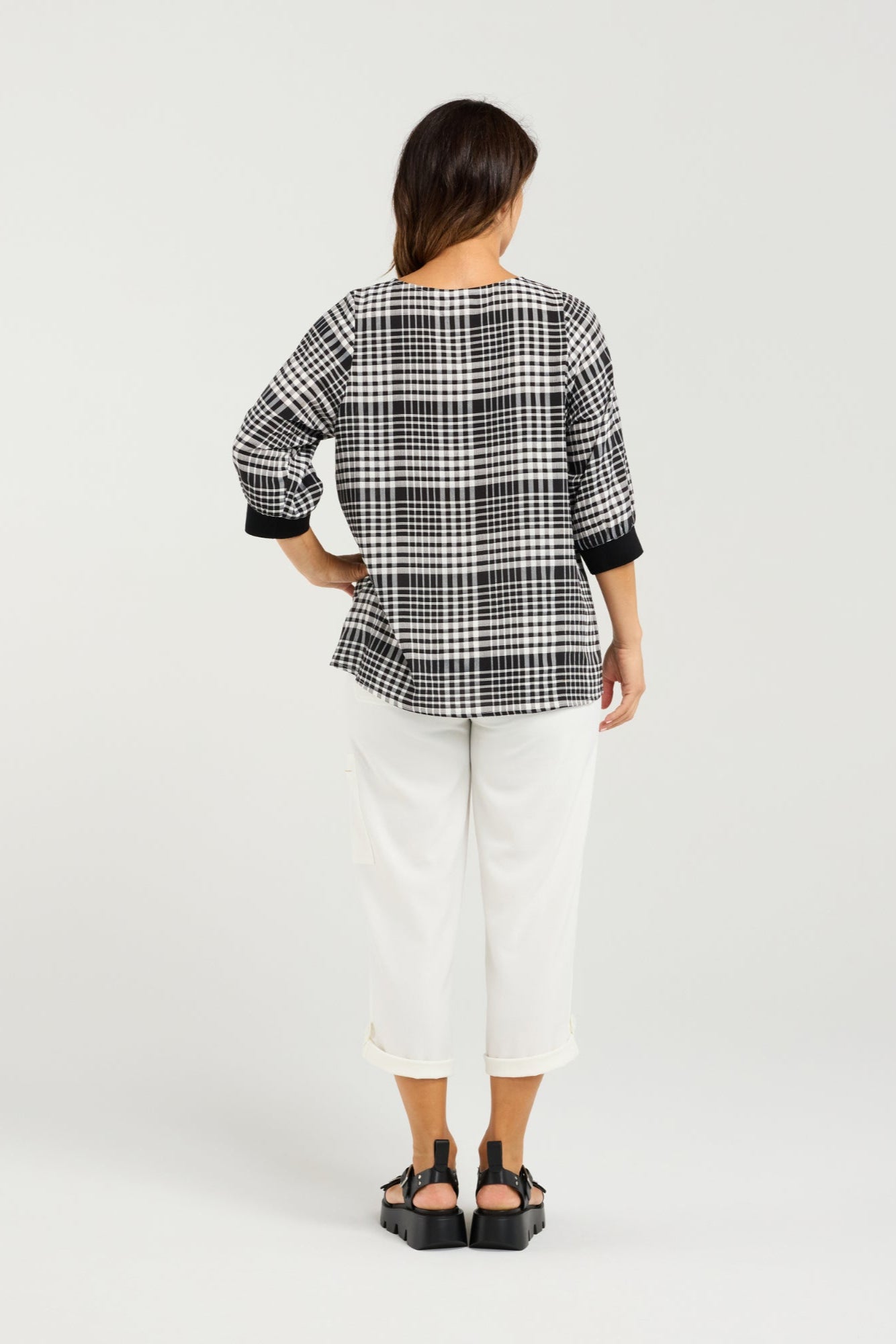SEDUCE TAYLOR TOP - BLACK CHECK - THE VOGUE STORE