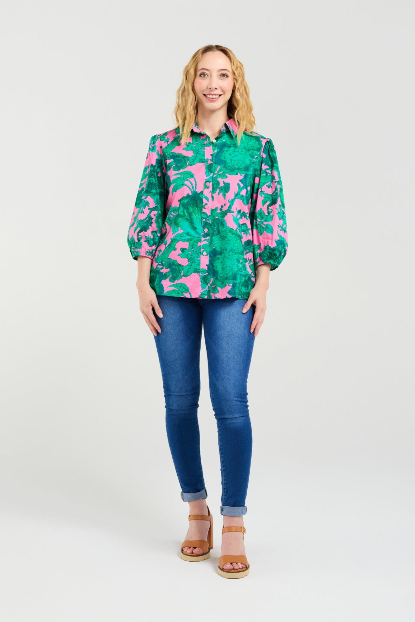 SEDUCE JULIETTE BLOUSE - PINK JUNGLE - THE VOGUE STORE