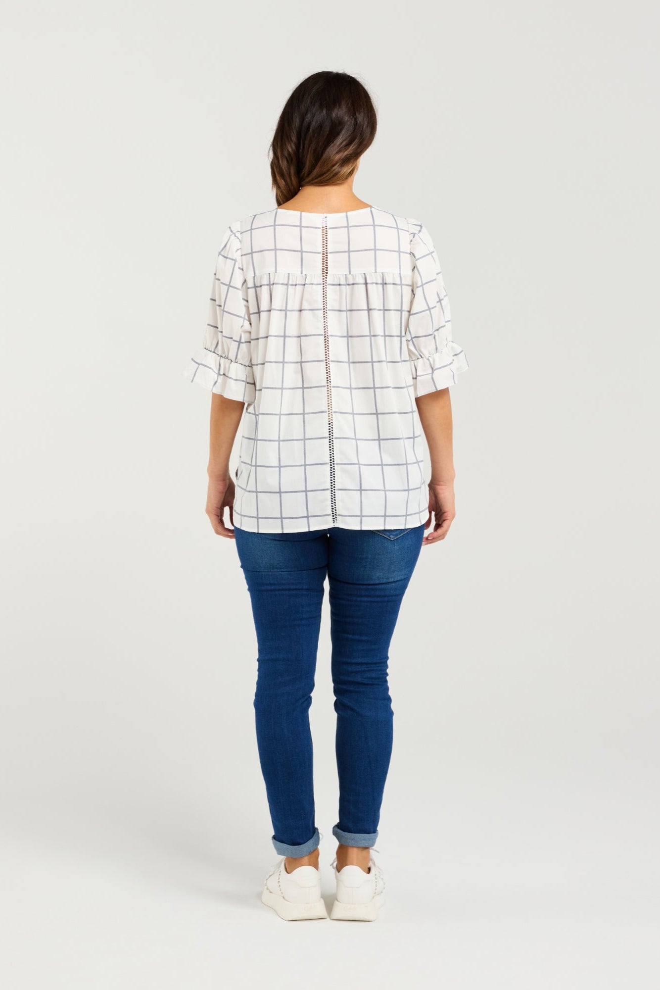 SEDUCE SADIE TOP - WHITE GRID - THE VOGUE STORE