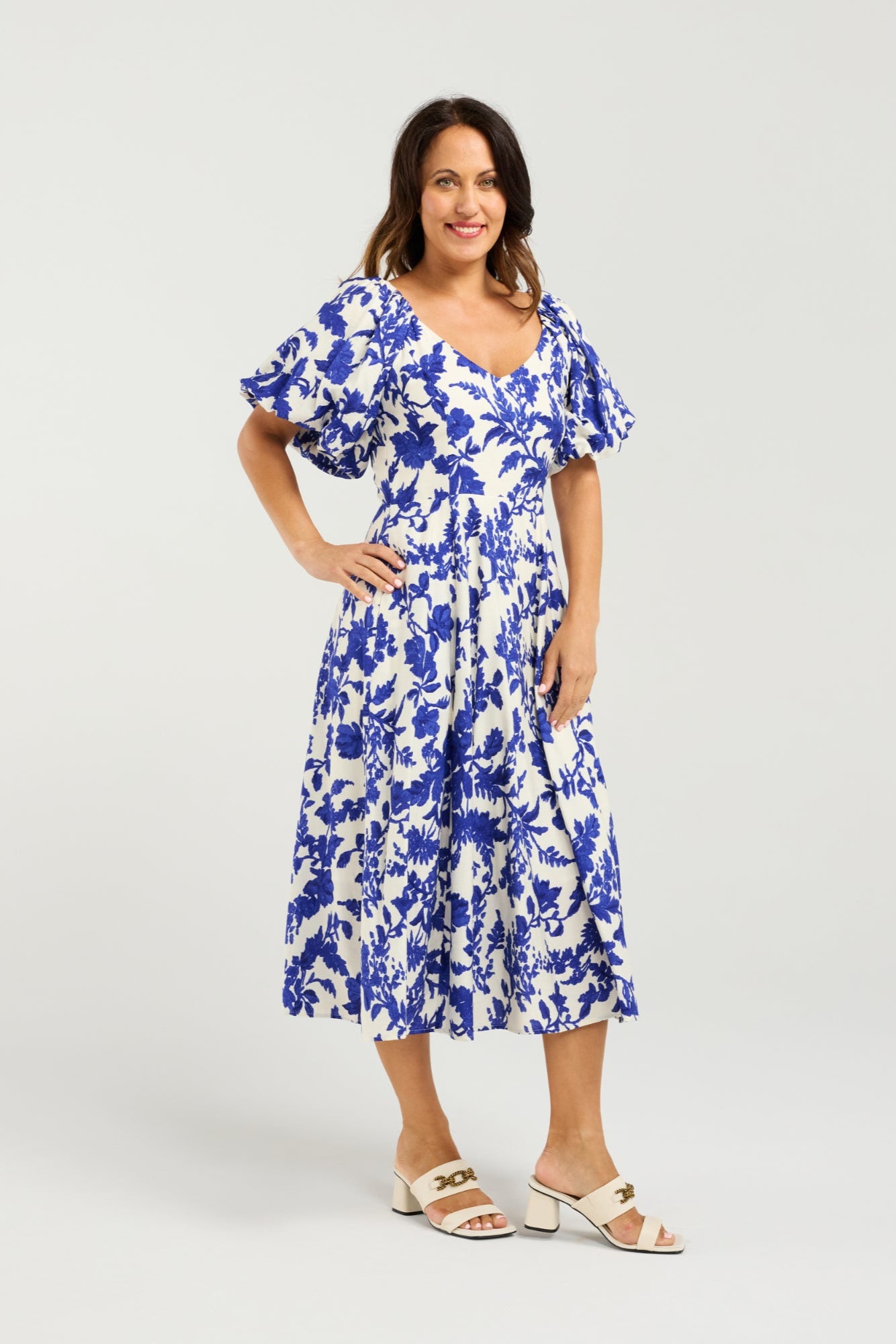 SEDUCE GABRIELLE DRESS - COBALT BLOSSOM - THE VOGUE STORE