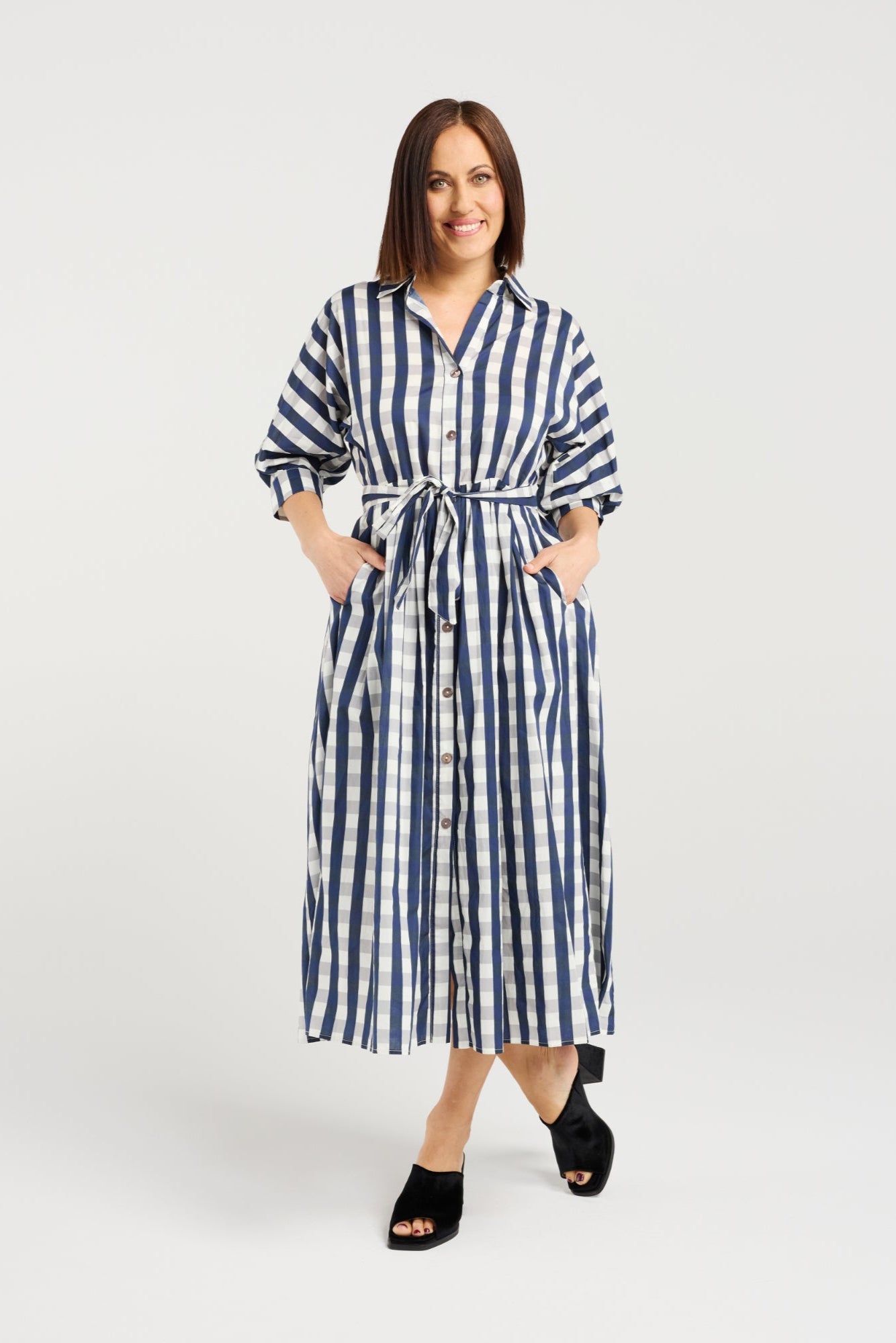 SEDUCE AVA DRESS - INK CHECK - THE VOGUE STORE