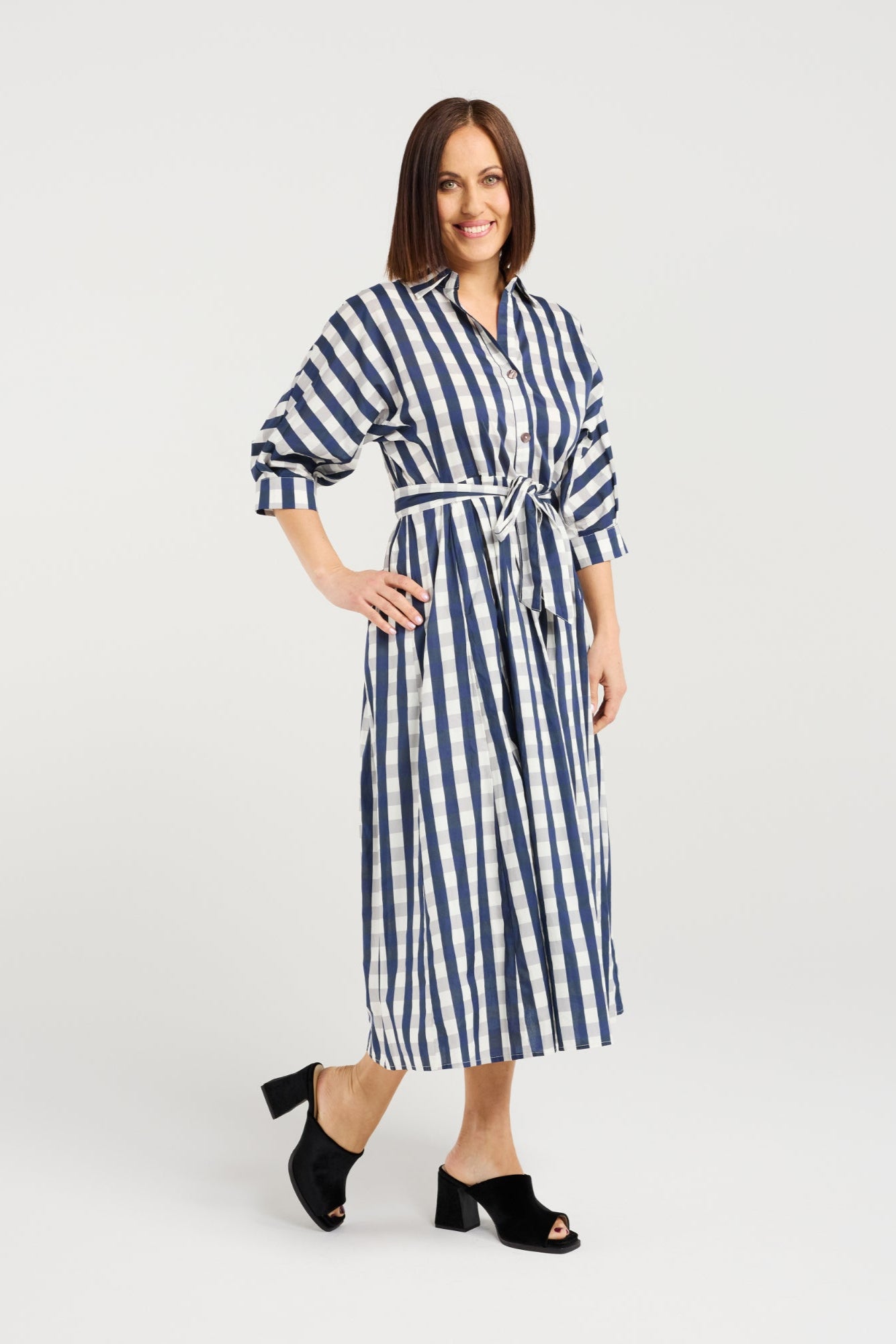 SEDUCE AVA DRESS - INK CHECK - THE VOGUE STORE