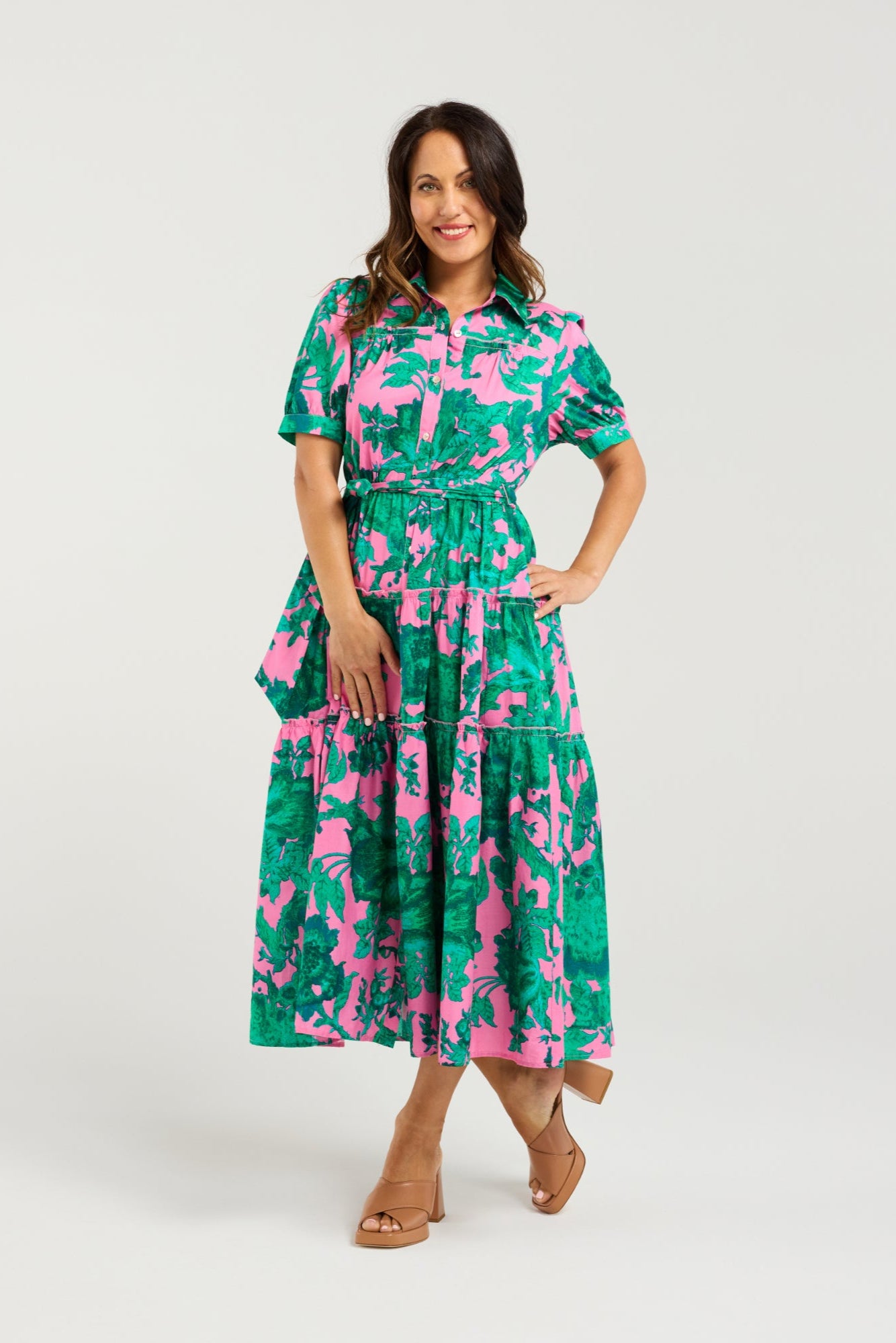 SEDUCE ELISE DRESS - PINK JUNGLE - THE VOGUE STORE