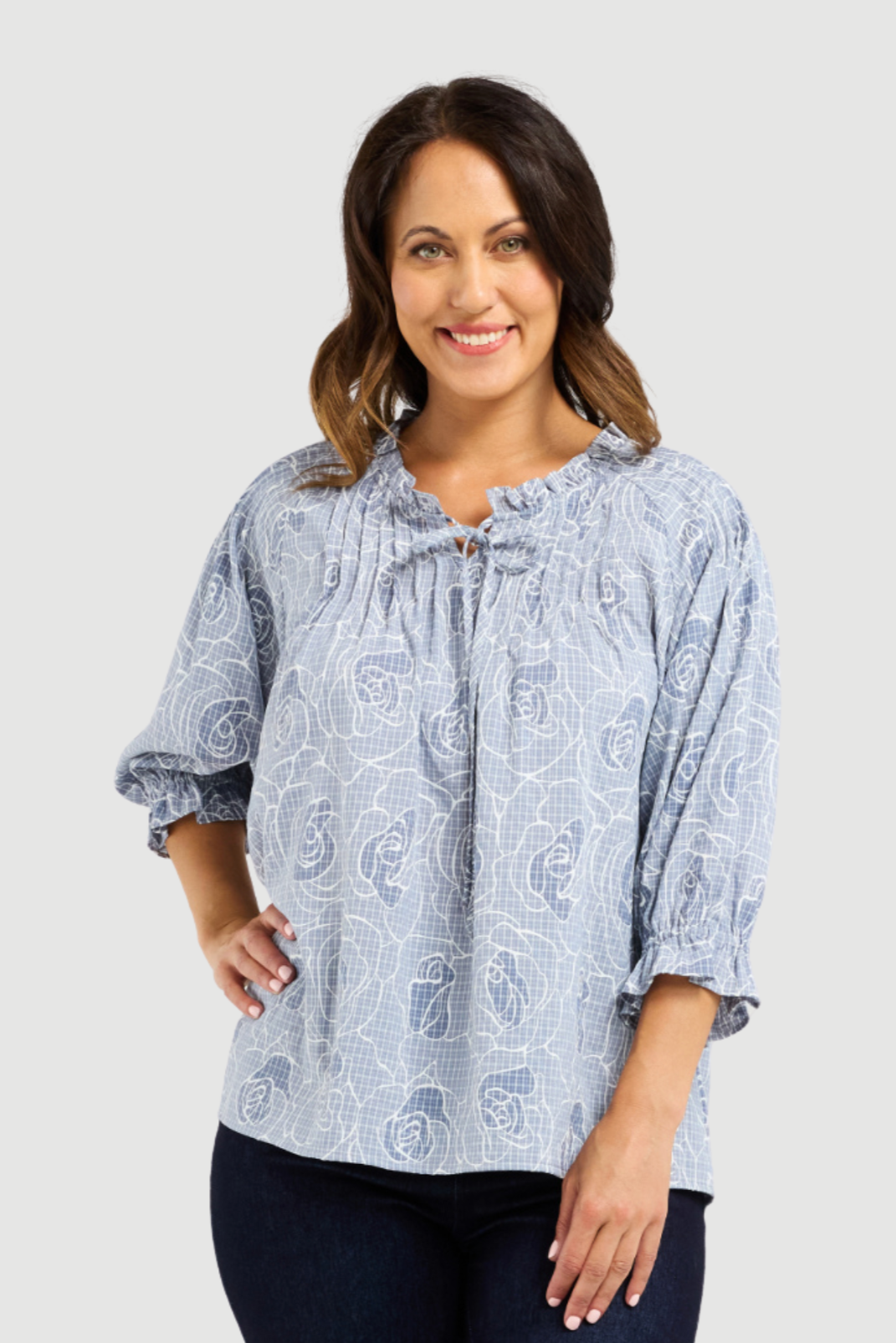 SEDUCE CLAIRE TOP - PETAL PLAID - THE VOGUE STORE