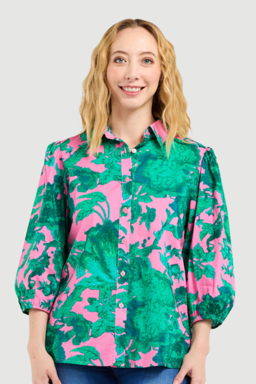 SEDUCE JULIETTE BLOUSE - PINK JUNGLE - THE VOGUE STORE