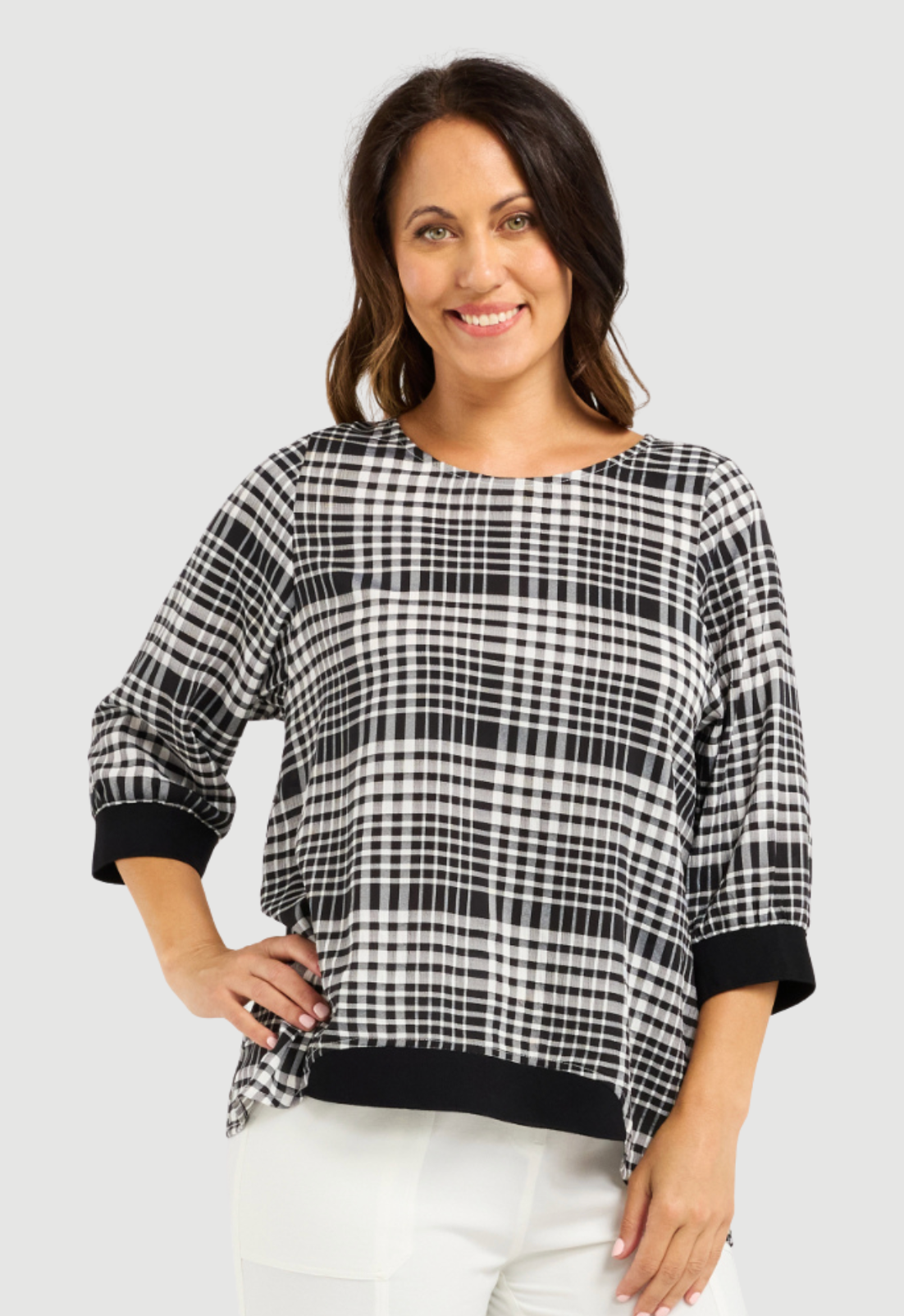 SEDUCE TAYLOR TOP - BLACK CHECK - THE VOGUE STORE