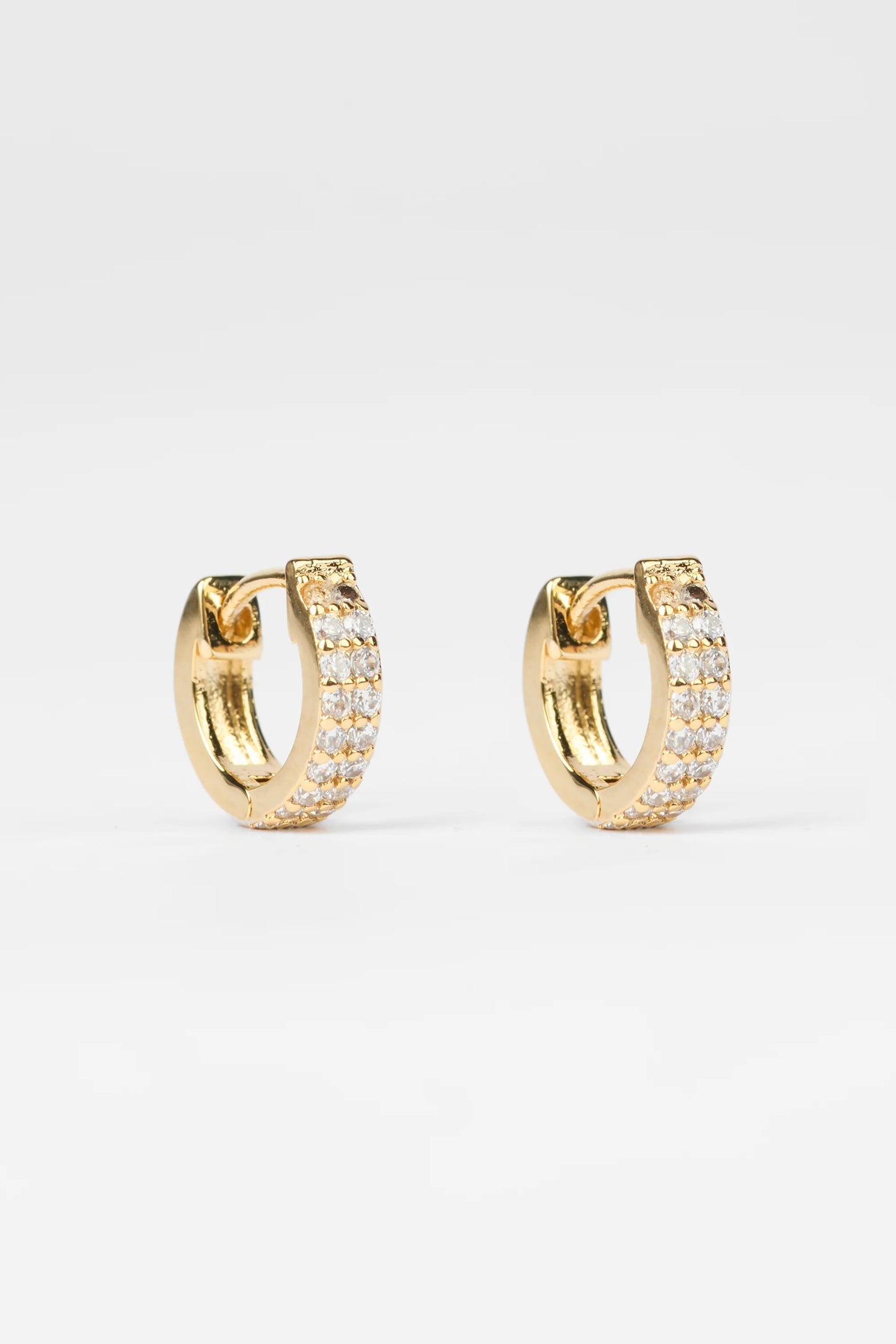 STELLA + GEMMA EARRINGS - GOLD CRYSTAL HUGGIE - THE VOGUE STORE
