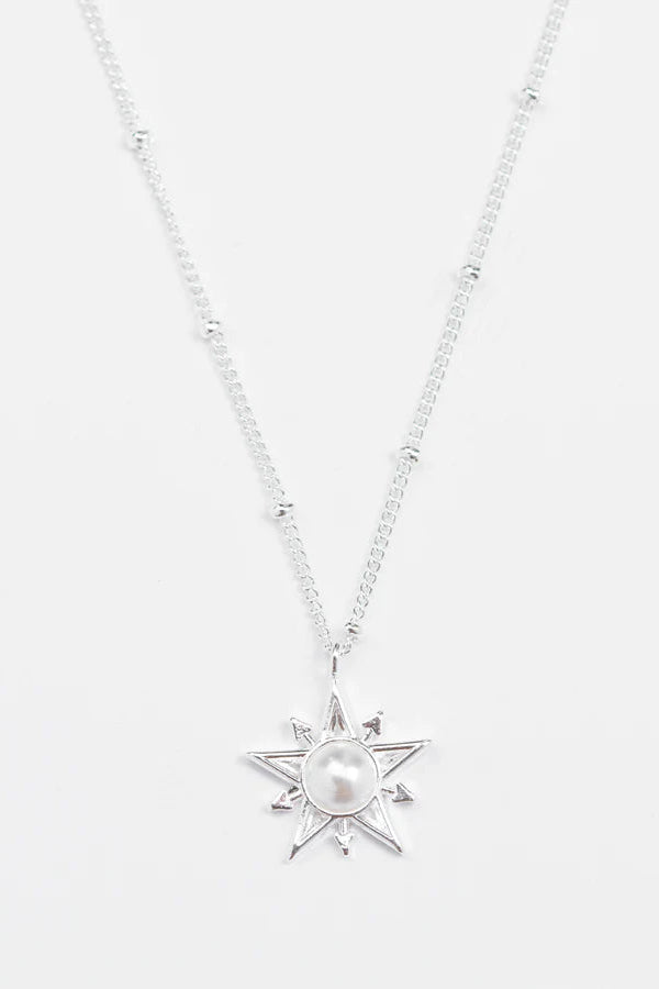 STELLA + GEMMA NECKLACE SILVER STAR/ARROWS W PEARL - THE VOGUE STORE