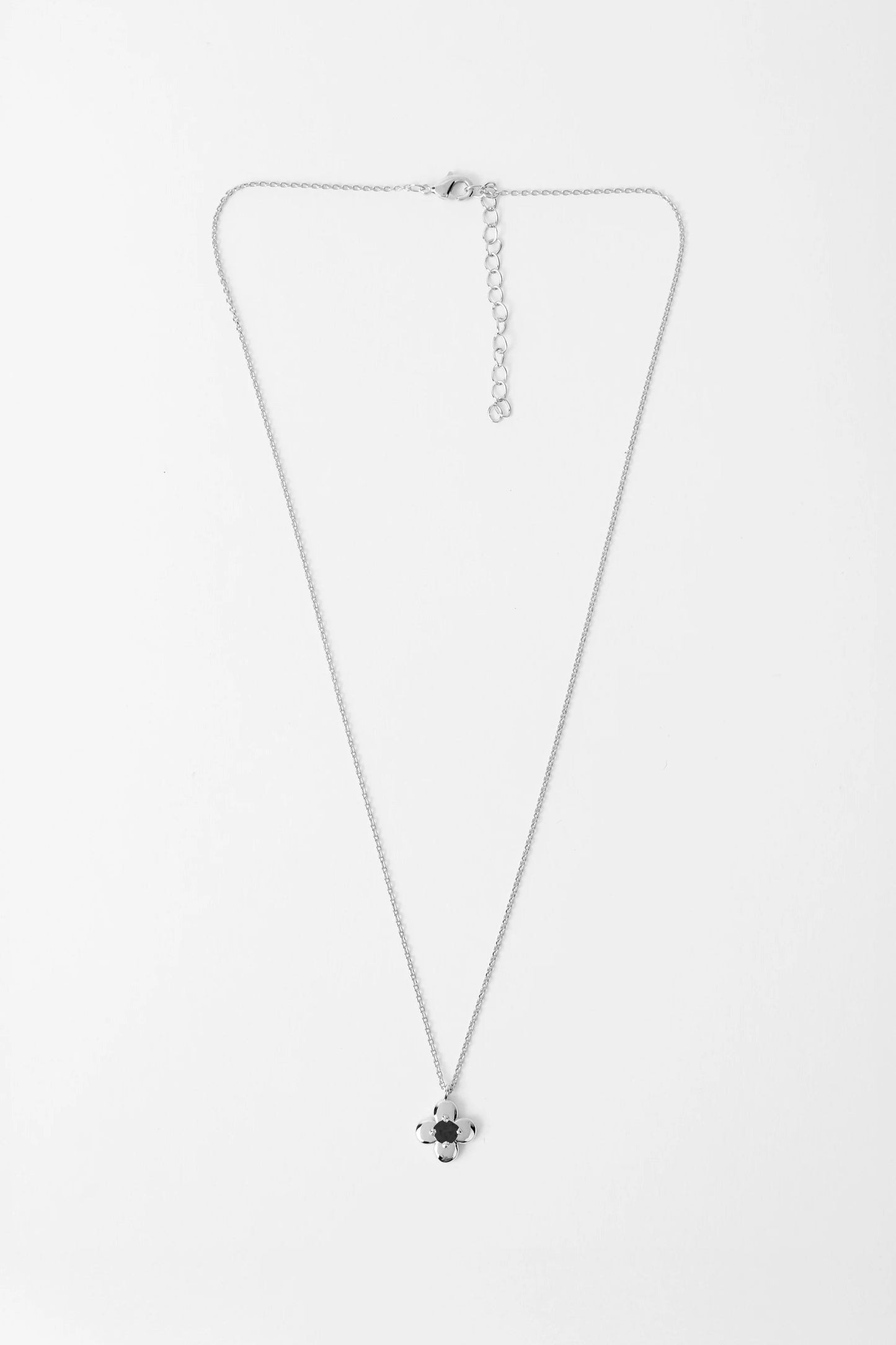 STELLA + GEMMA NECKLACE - SILVER DAISY BLACK CENTRE - THE VOGUE STORE