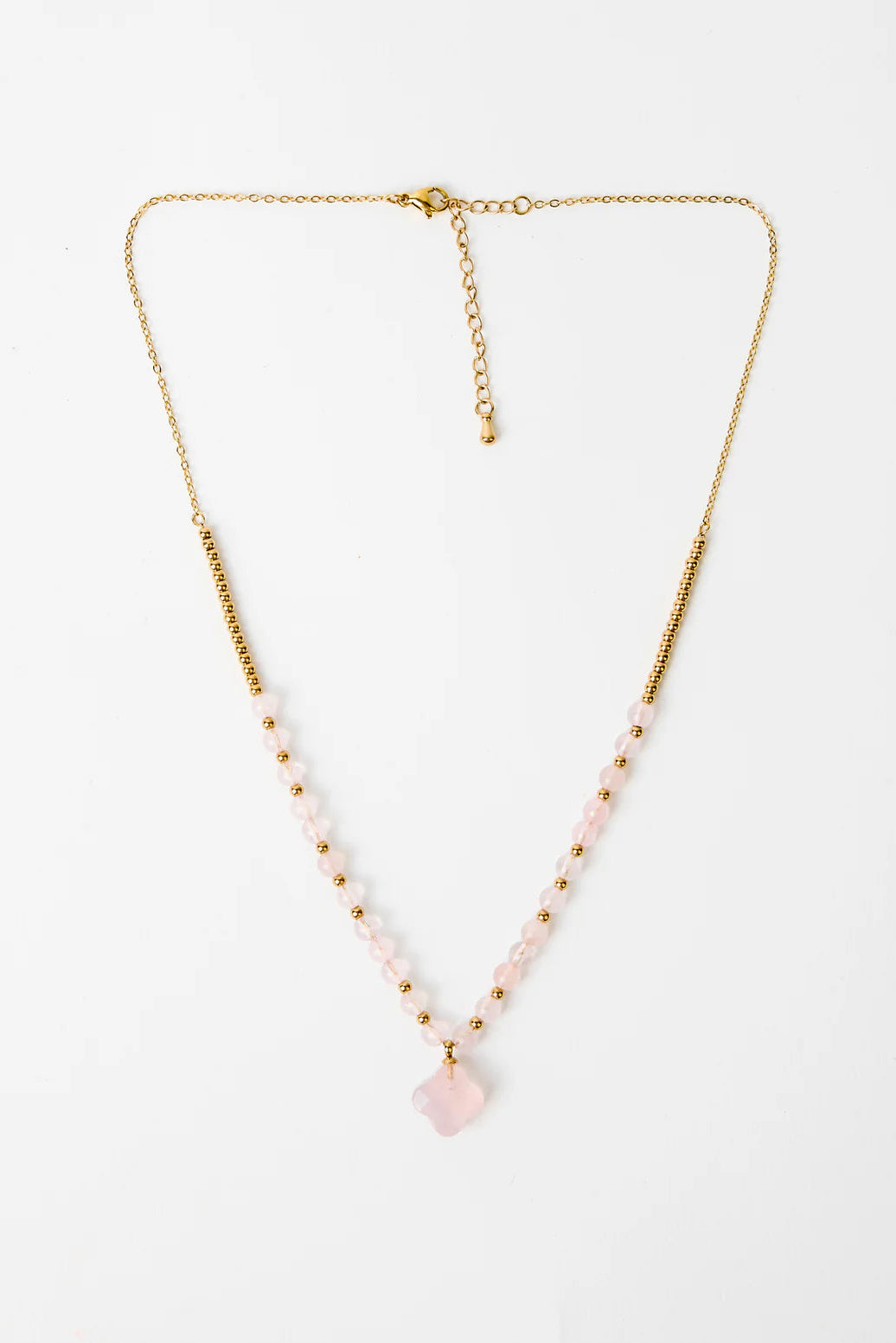STELLA + GEMMA NECKLACE - GOLD PINK CLOVER - THE VOGUE STORE