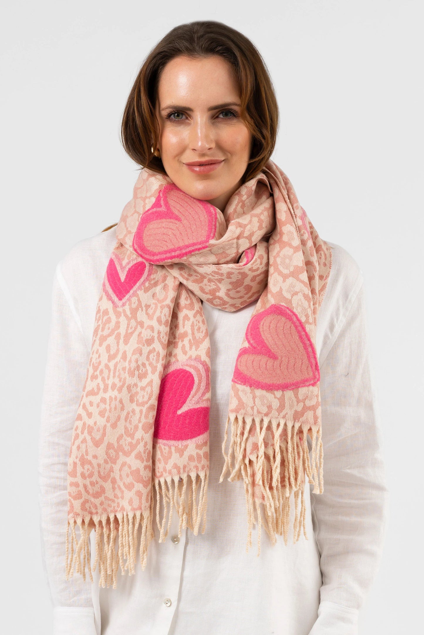 STELLA + GEMMA SCARF PINK HEARTS - THE VOGUE STORE