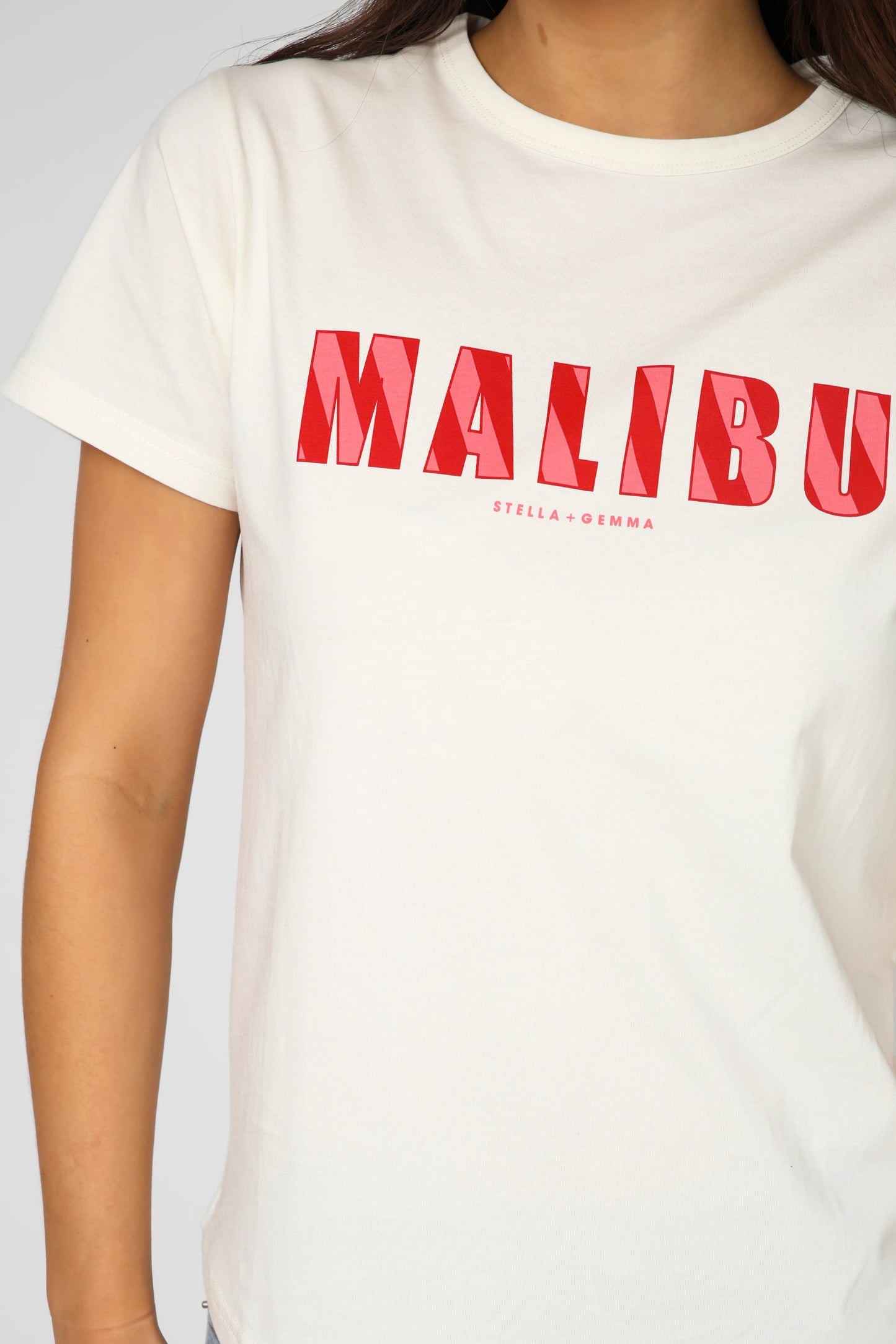 STELLA + GEMMA ACE TEE - MALIBU STRIPES WHITE - THE VOGUE STORE