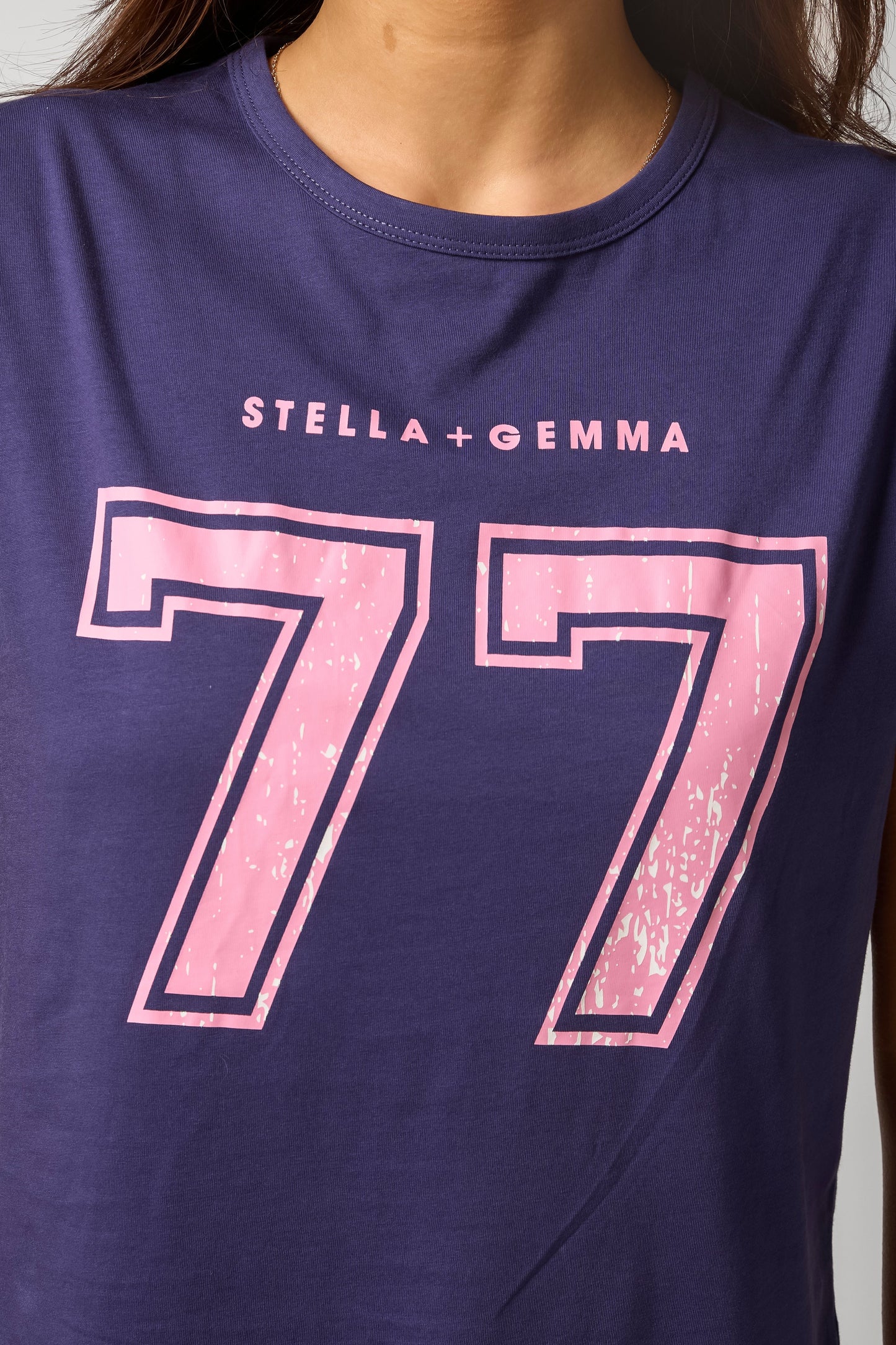 STELLA + GEMMA ACE TEE - VARSITY NUMBERS NAVY - THE VOGUE STORE