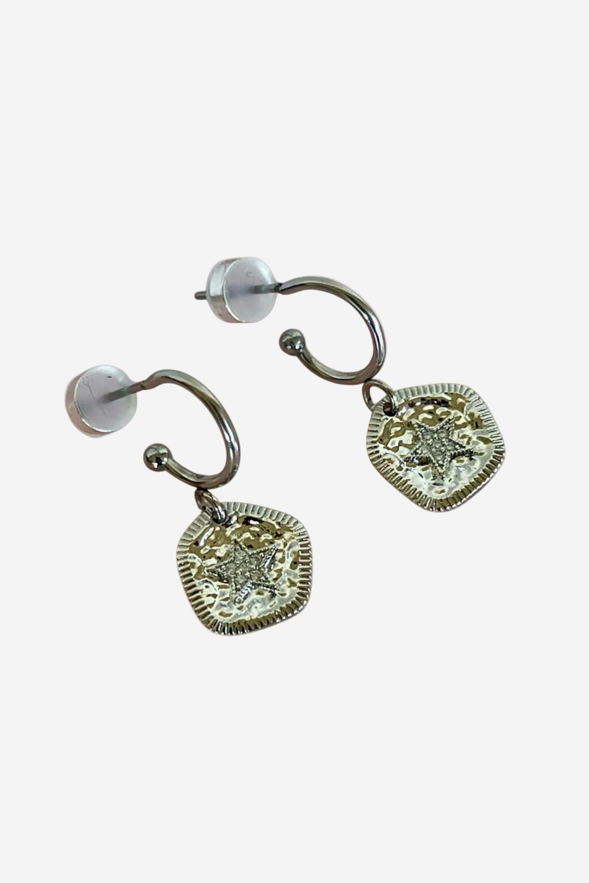 PENNY FOGGO PENTAGON STAR SILVER HALF HOOPS - THE VOGUE STORE