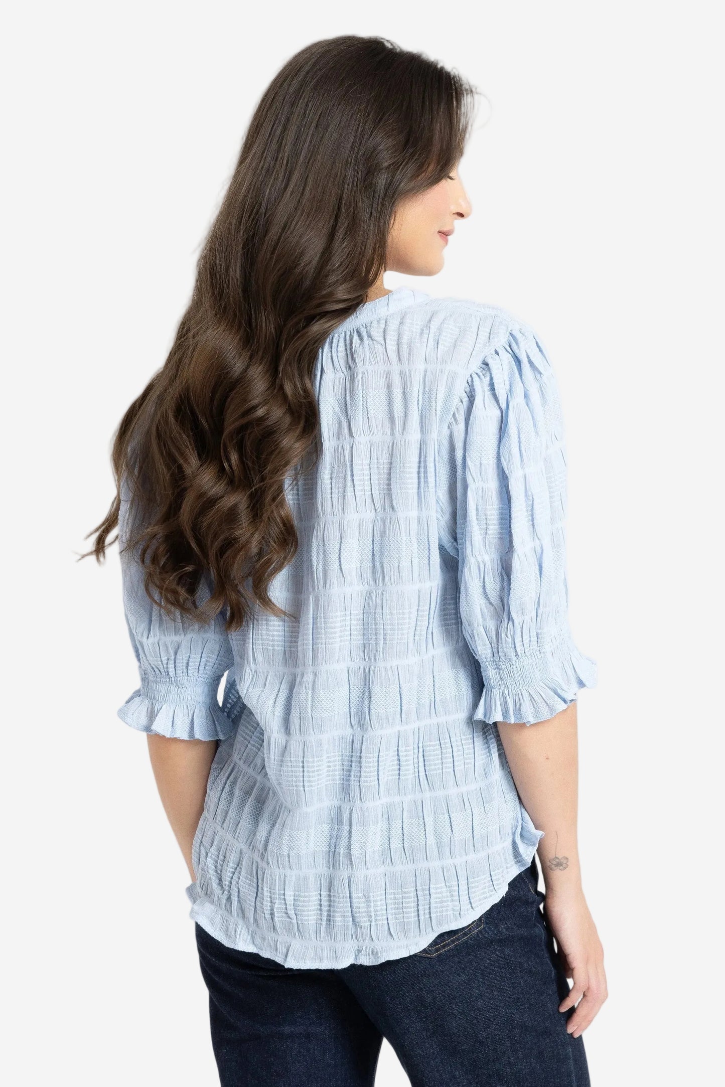 SEEKING LOLA BUTTERFLY TOP - SKY - THE VOGUE STORE