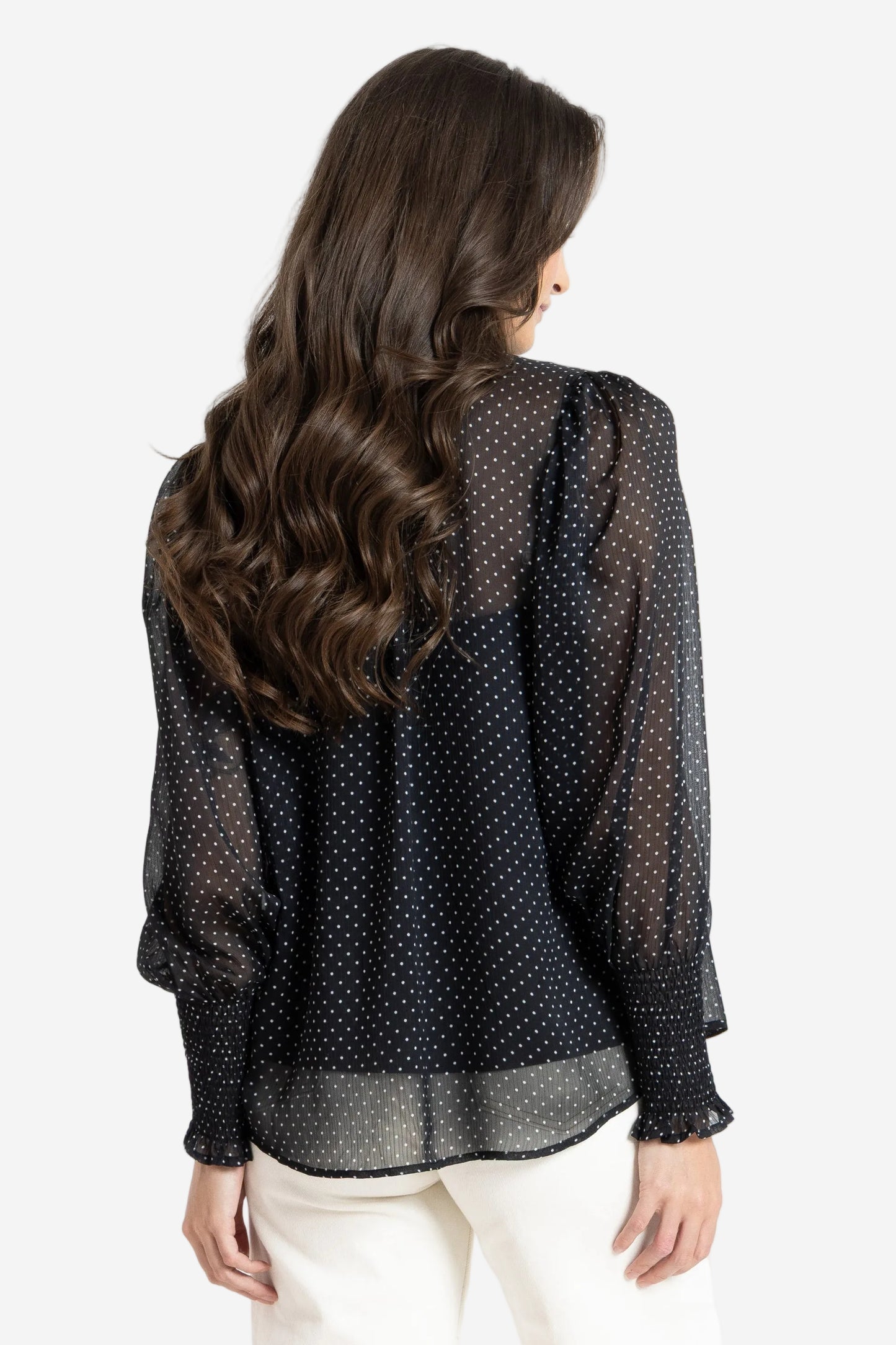SEEKING LOLA BYRON BLOUSE - BLACK SPOT - THE VOGUE STORE