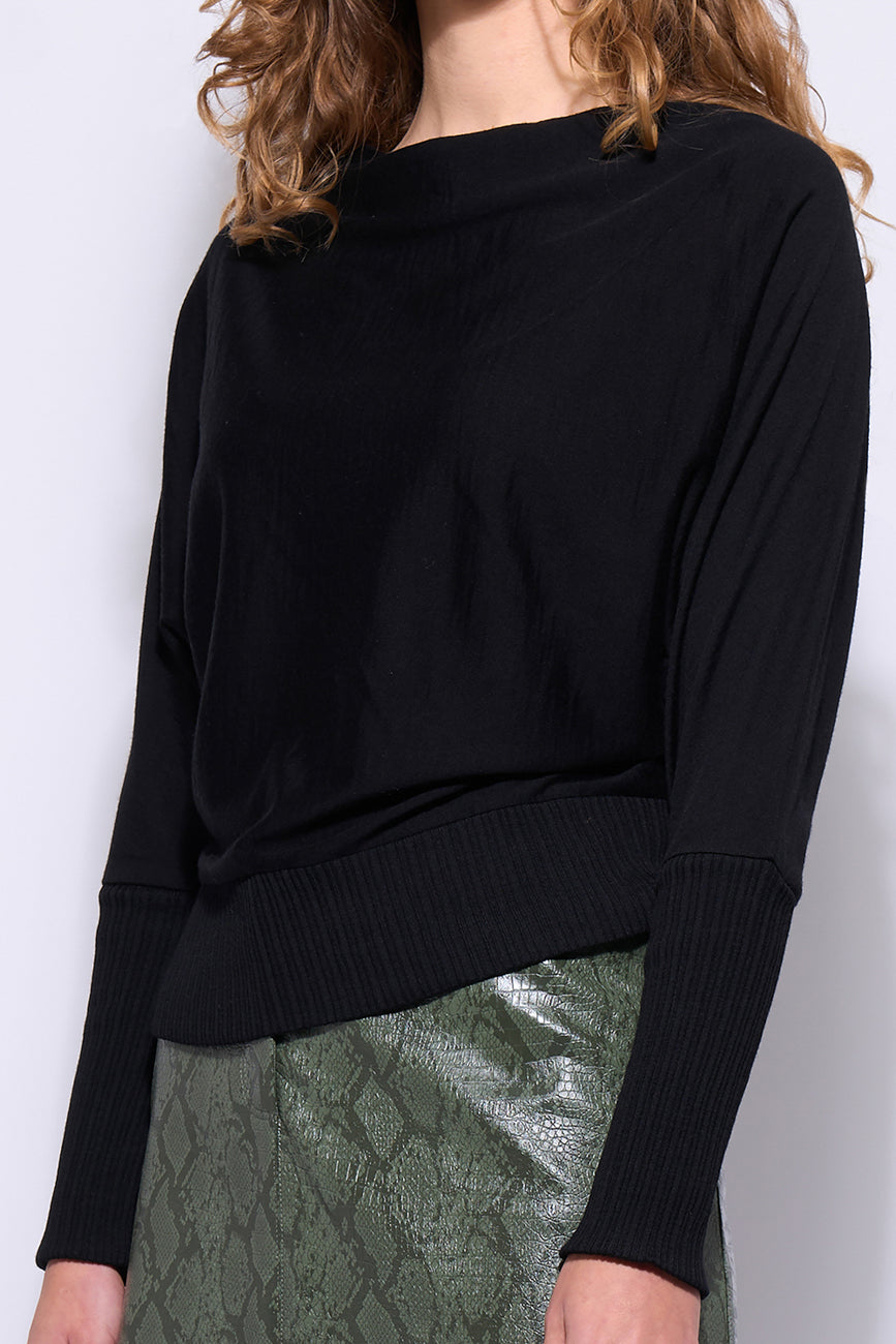 NERIS THE DOLMAN MERINO - BLACK - THE VOGUE STORE