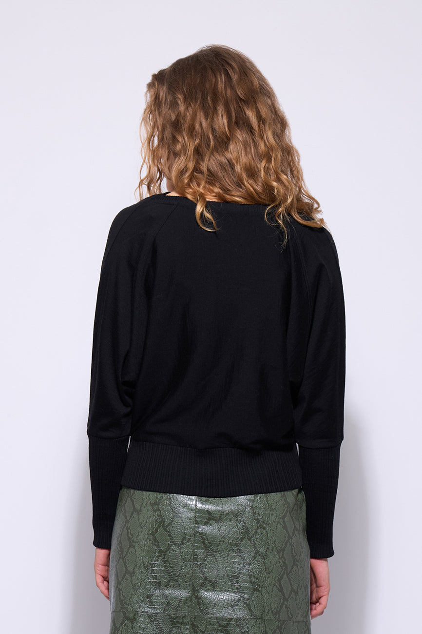 NERIS THE DOLMAN MERINO - BLACK - THE VOGUE STORE