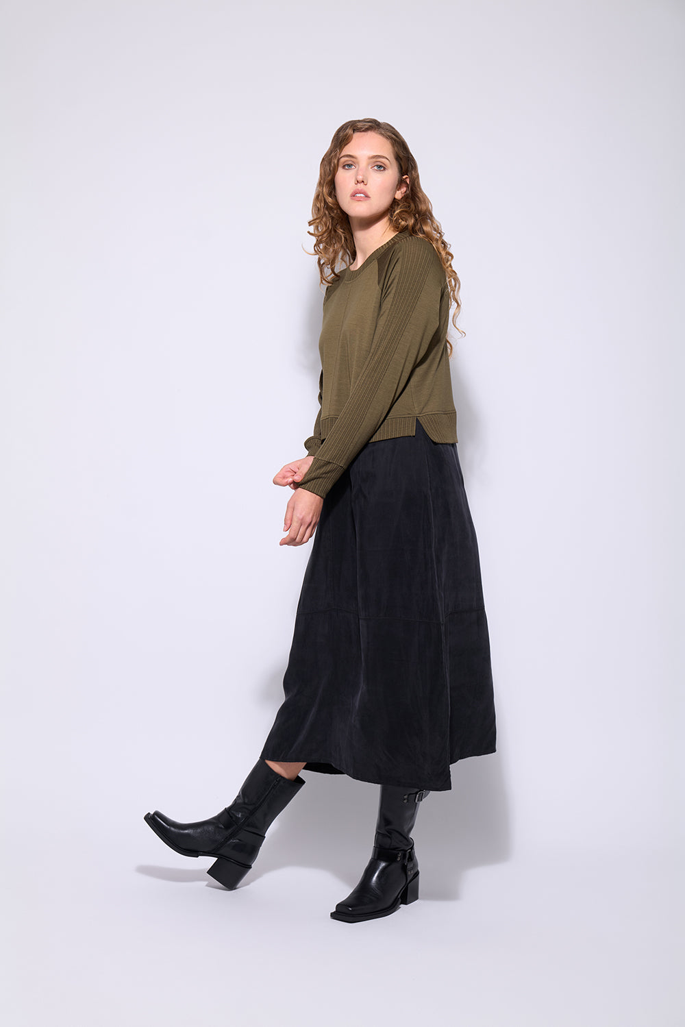 NERIS MIX IT UP DRESS - PESTO - THE VOGUE STORE