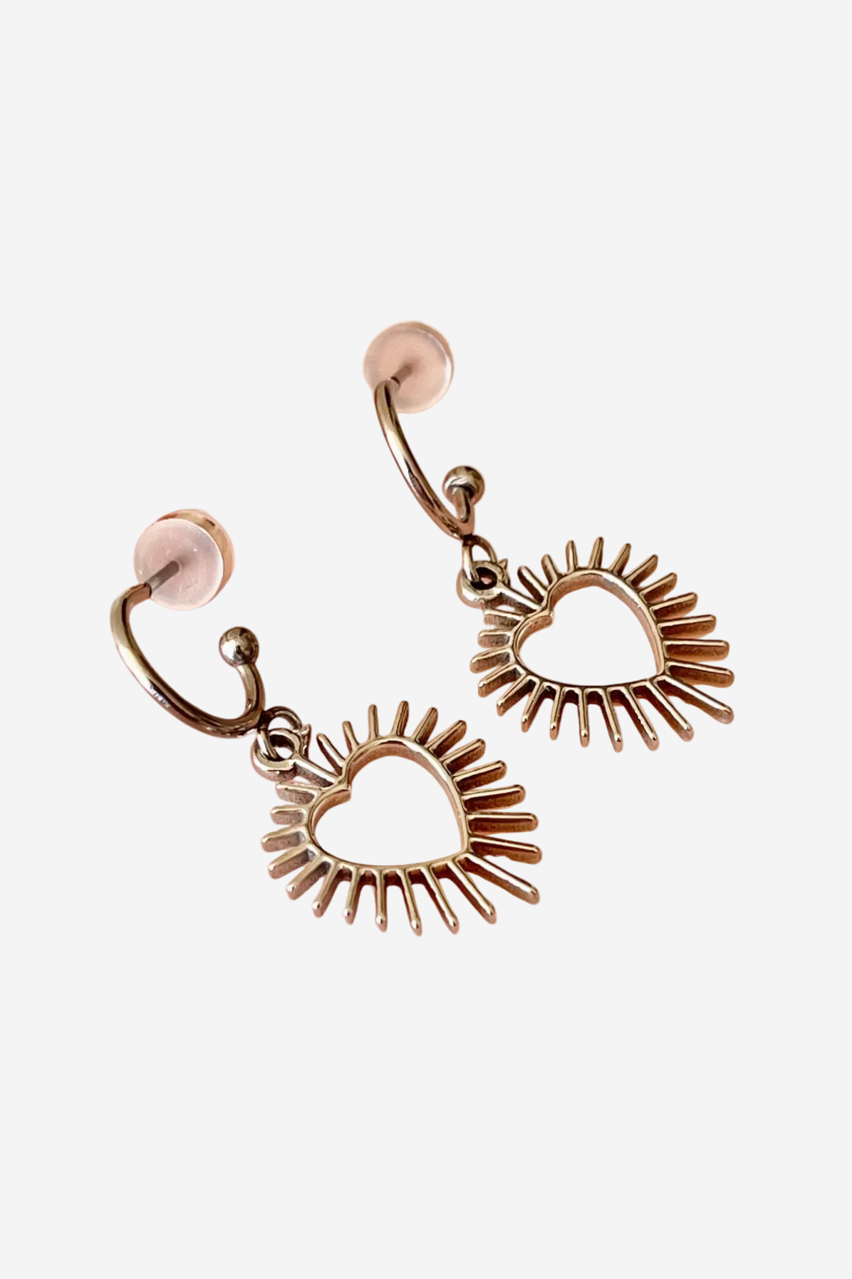 PENNY FOGGO SPIKY HEART HALF HOOPS - SILVER - THE VOGUE STORE
