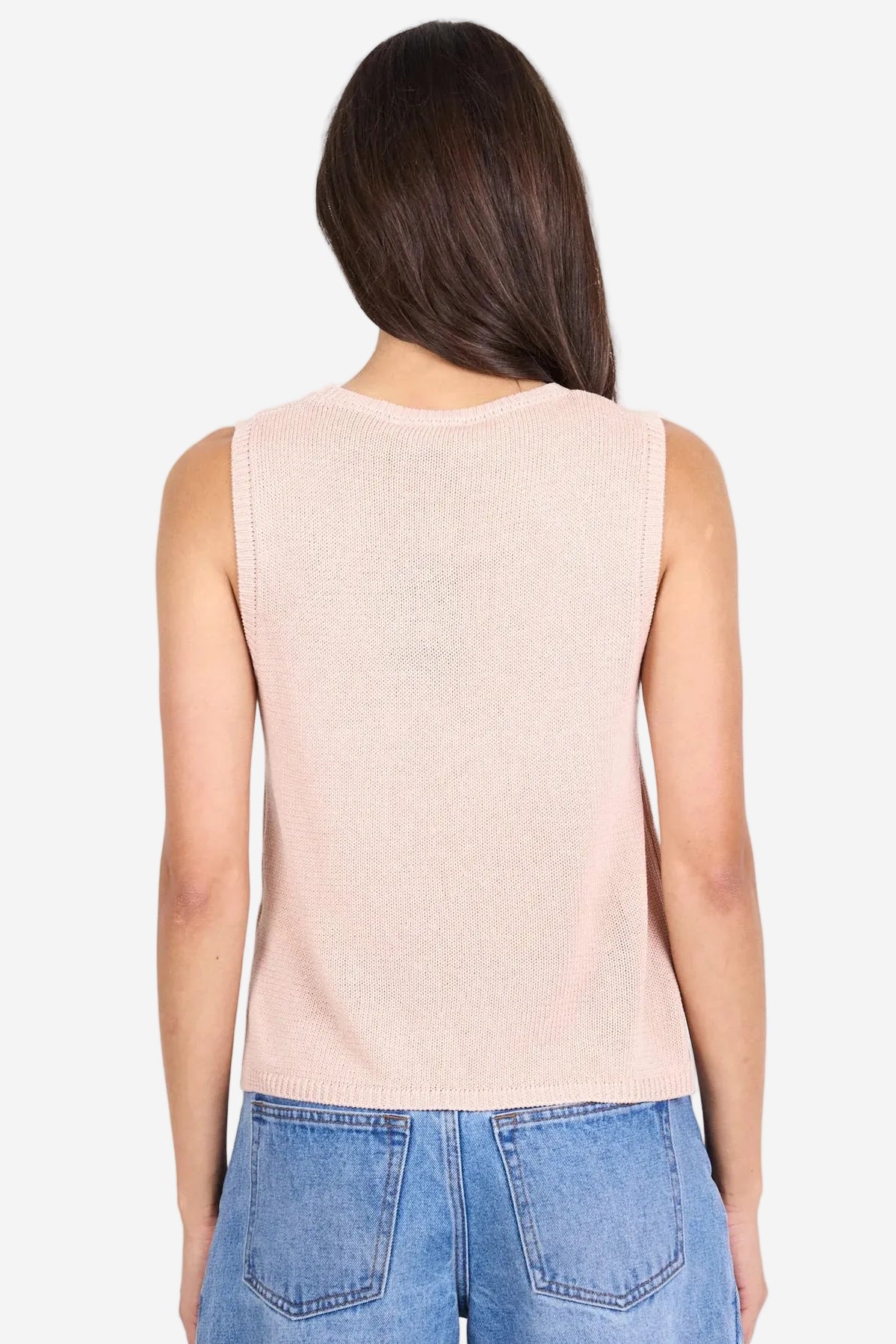 AMONG THE BRAVE SALUTE BLUSH RELAXED SLEEVELESS KNIT TOP - THE VOGUE STORE
