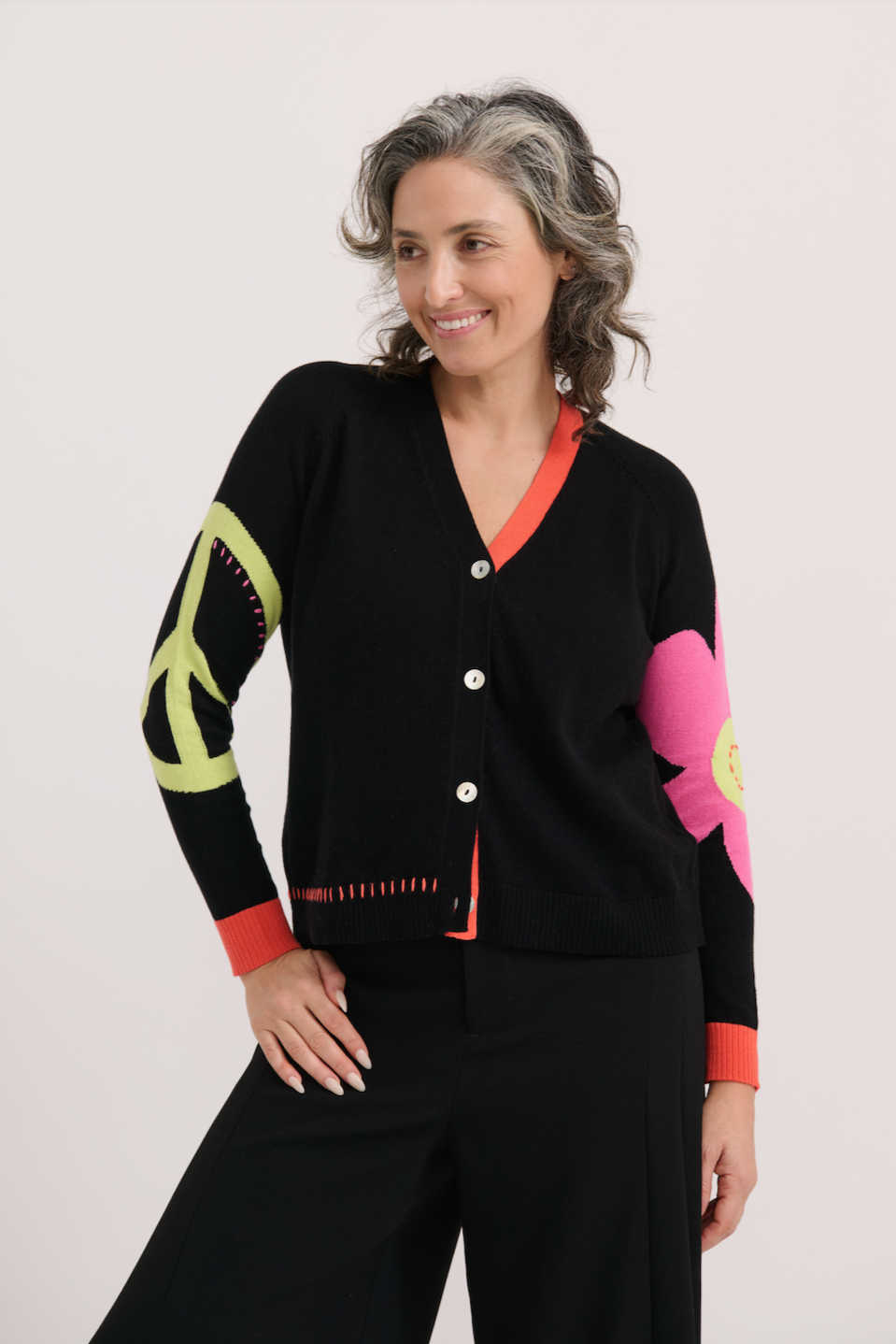 Z&P PEACE PLEASE CARDI - BLACK - THE VOGUE STORE