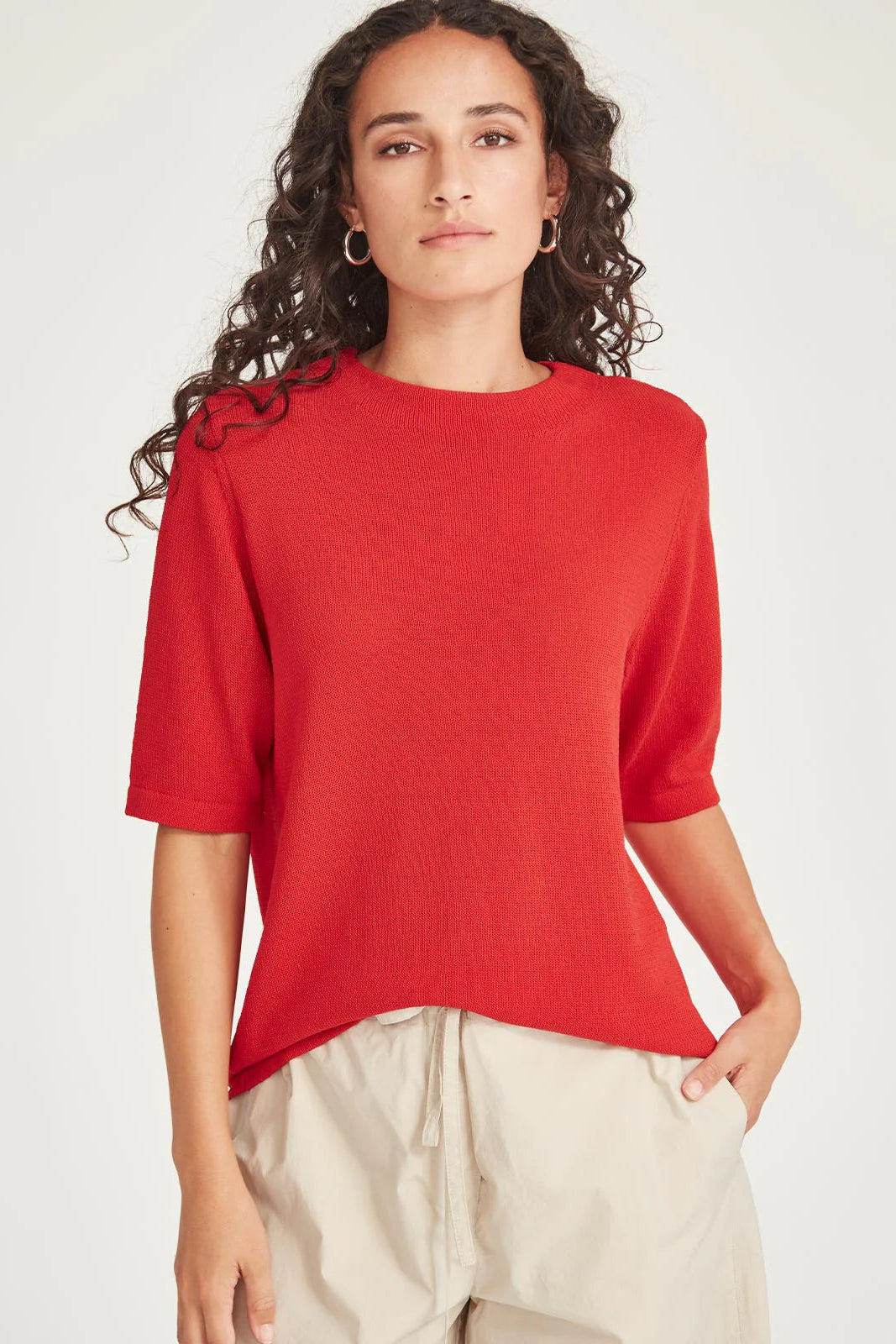 SILLS ECHO KNIT TEE - SCARLETT - THE VOGUE STORE