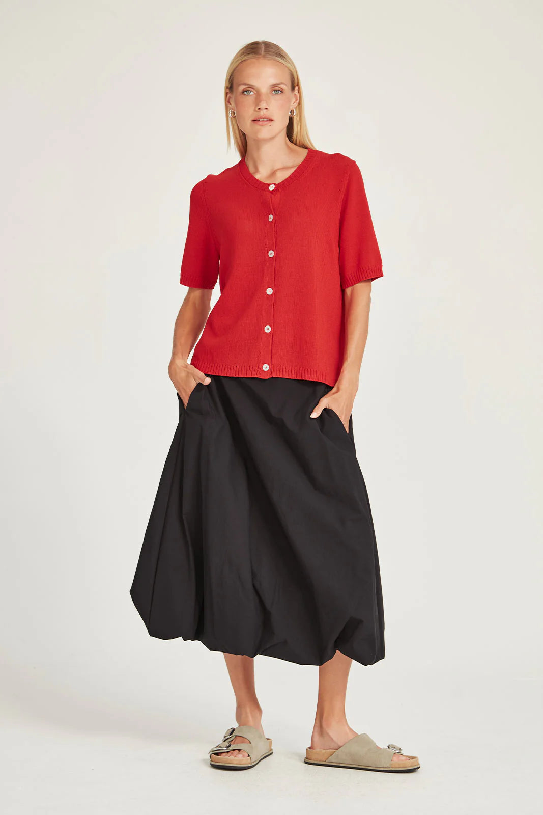 SILLS OTTO CARDIGAN - SCARLET - THE VOGUE STORE