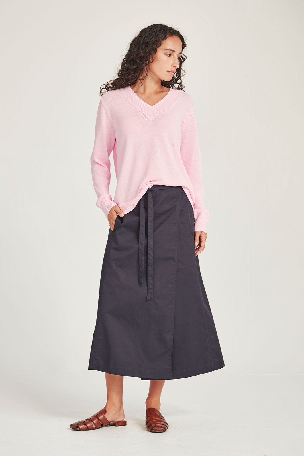 SILLS CARNIVAL V NECK SWEATER - PINK SORBET - THE VOGUE STORE