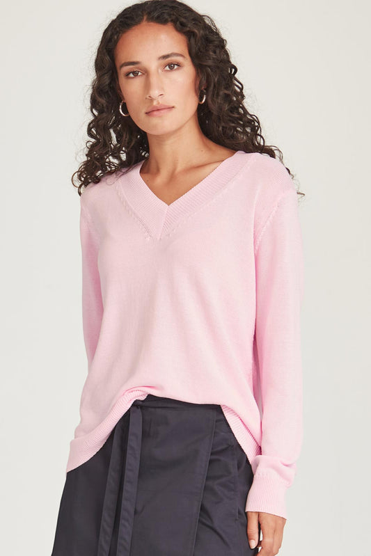 SILLS CARNIVAL V NECK SWEATER - PINK SORBET - THE VOGUE STORE