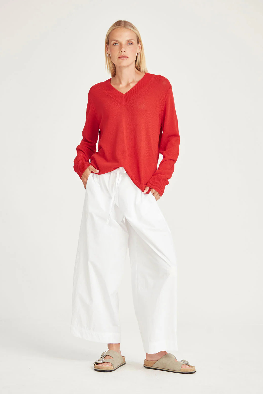 SILLS CARNIVAL V NECK SWEATER - SCARLETT - THE VOGUE STORE