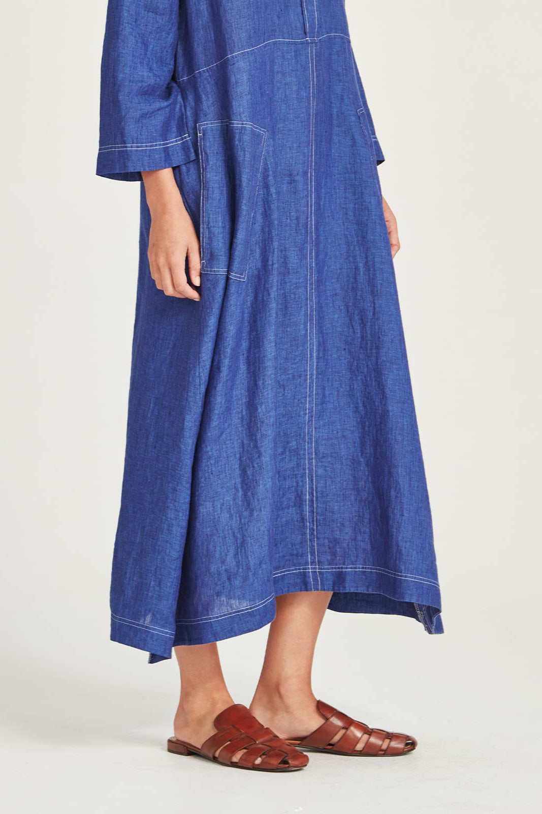SILLS SOPHIA LINEN SHIRTDRESS - IRIS - THE VOGUE STORE