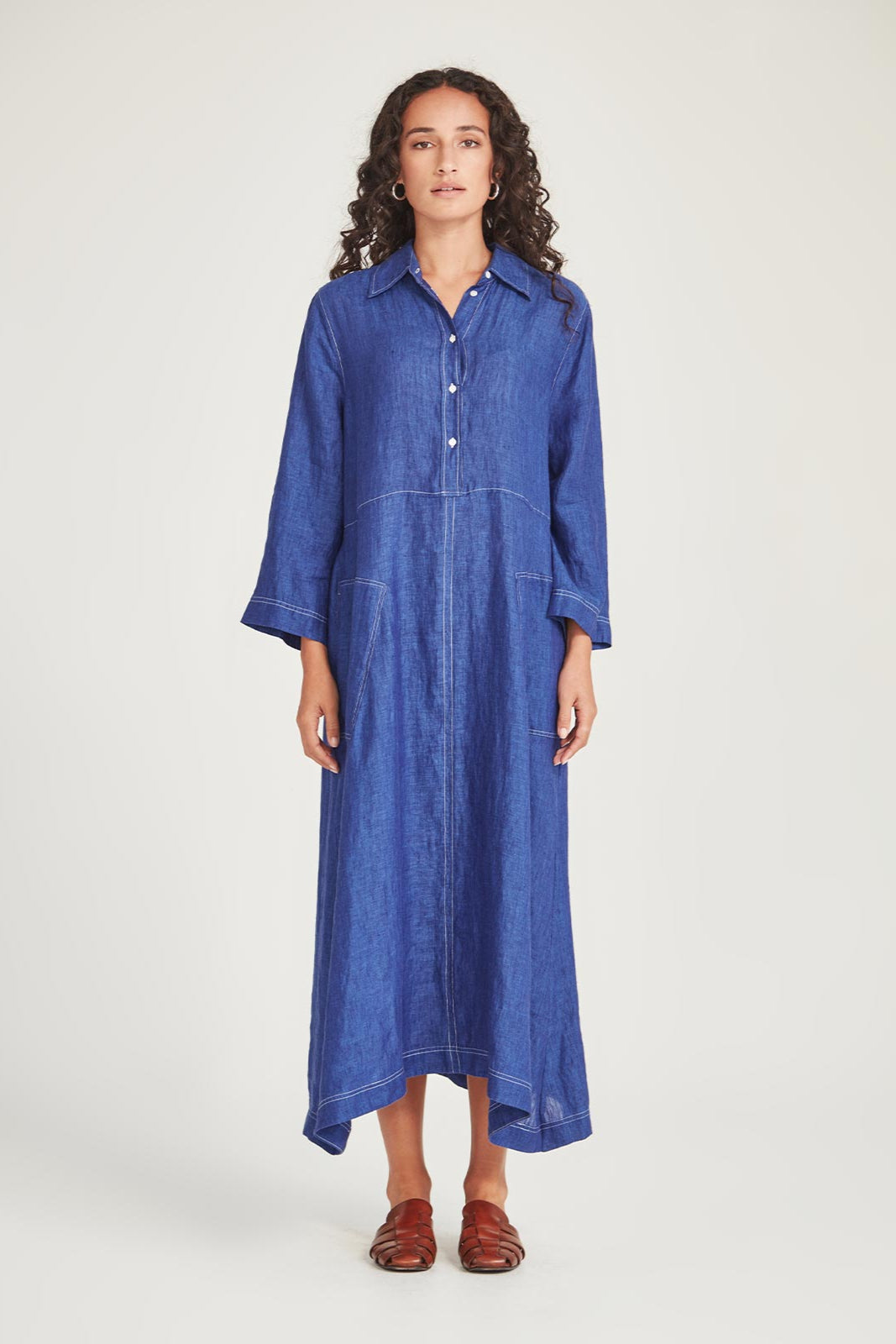 SILLS SOPHIA LINEN SHIRTDRESS - IRIS - THE VOGUE STORE