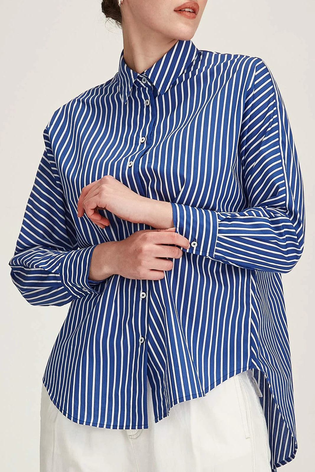 SILLS CARERRA STRIPE SHIRT - COBALT STRIPE - THE VOGUE STORE