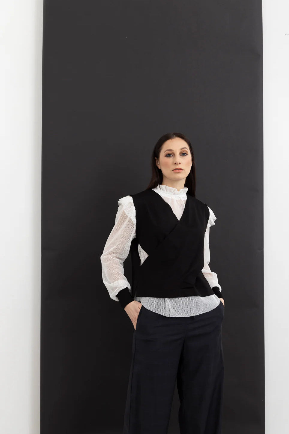 STYLE XLAB SOHO MESH TOP - WHITE - THE VOGUE STORE