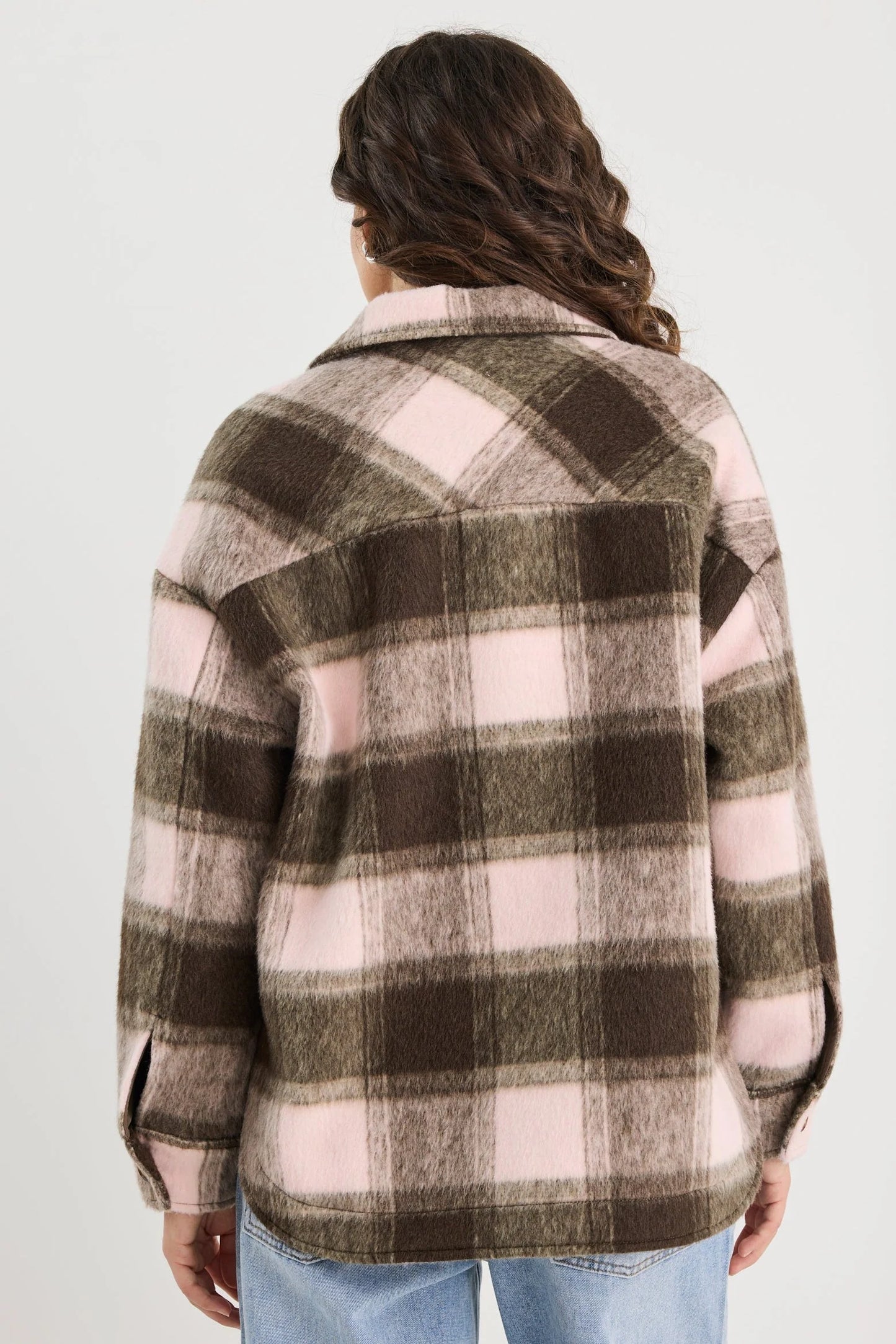 STORIES BE TOLD SOLACE CHOCOLATE PINK CHECK OVERSIZED SHACKET - THE VOGUE STORE