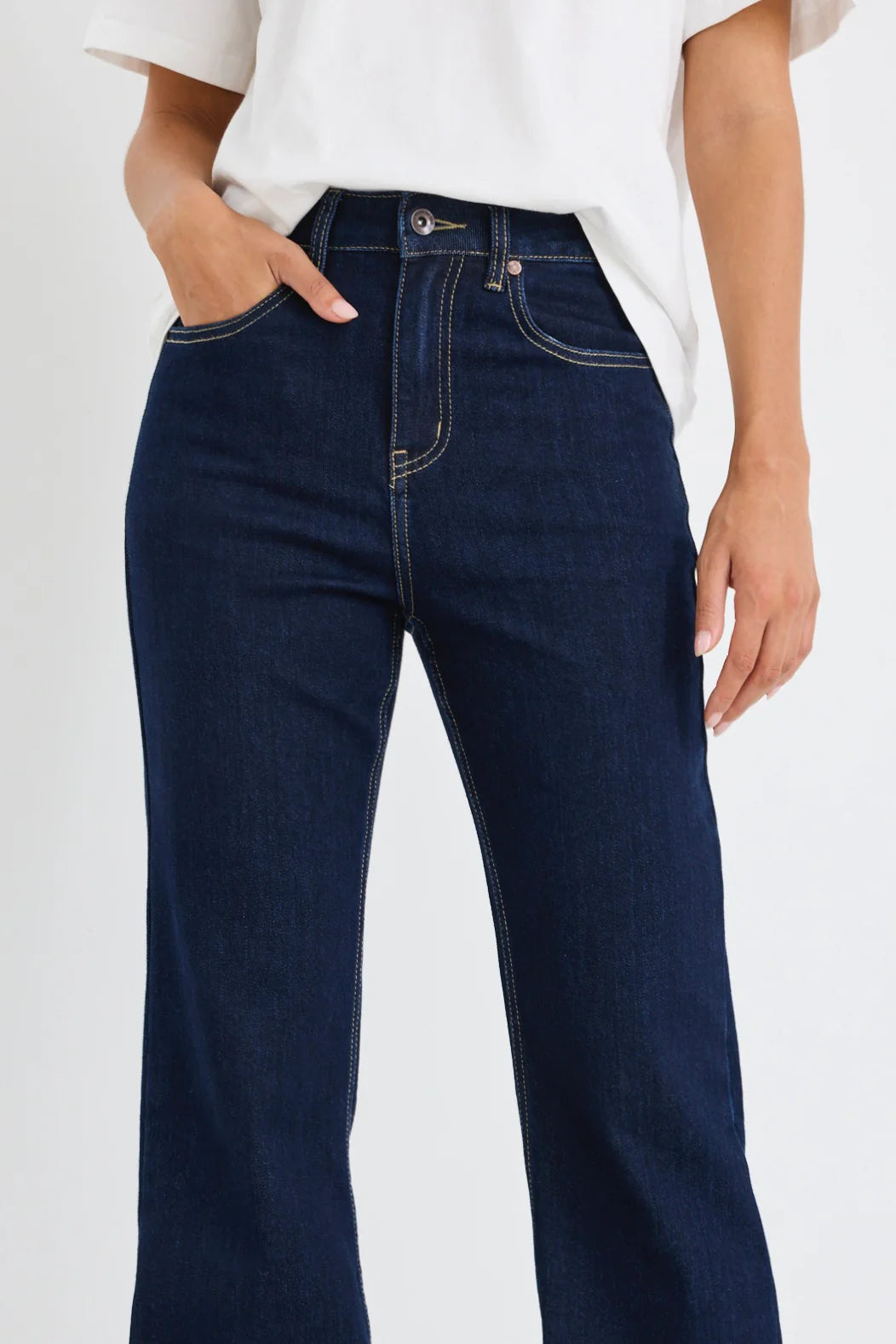 STORIES BE TOLD FARAH INDIGO HIGH RISE SLIM STRAIGHT JEAN - THE VOGUE STORE