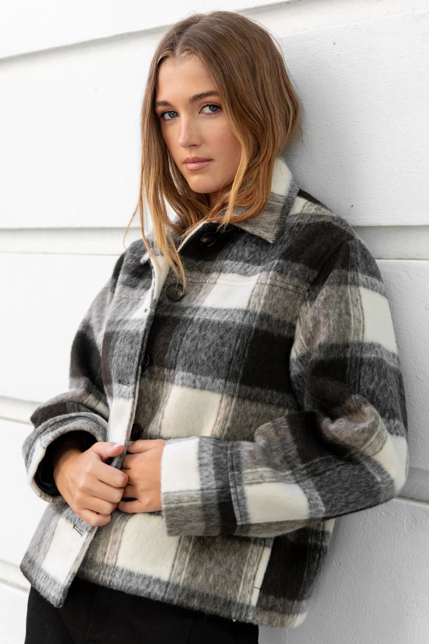 IVY + JACK SWEEPING GREY CHECK SOFT JACKET - THE VOGUE STORE
