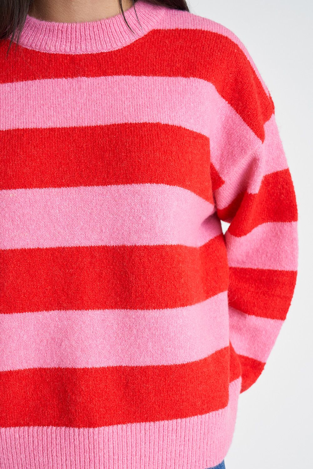 HUFFER KENZIE KNIT CREW - BON BON/CHERRY - THE VOGUE STORE