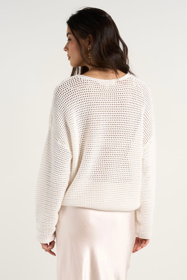 RE:UNION DAWN IVORY CROCHET KNIT JUMPER - THE VOGUE STORE