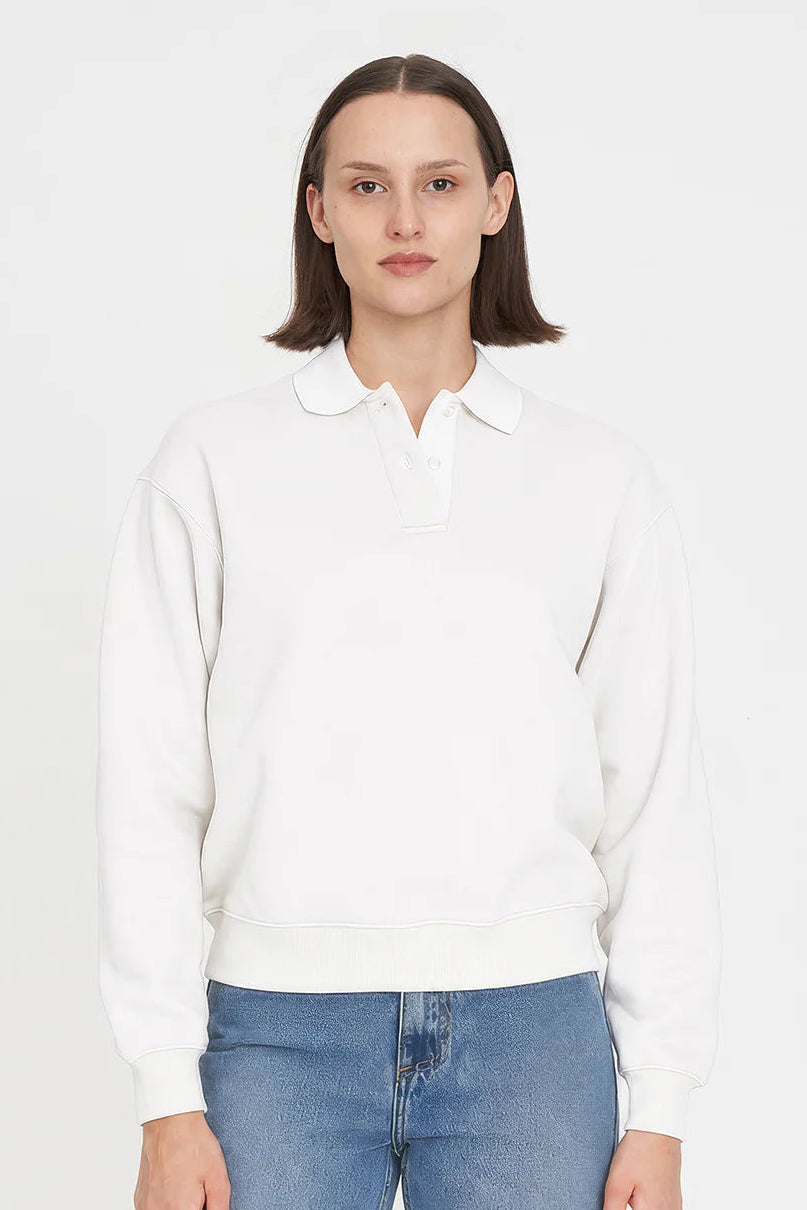 HUFFER RUGBY FLEECE JERSEY/3BALL - CHALK - THE VOGUE STORE