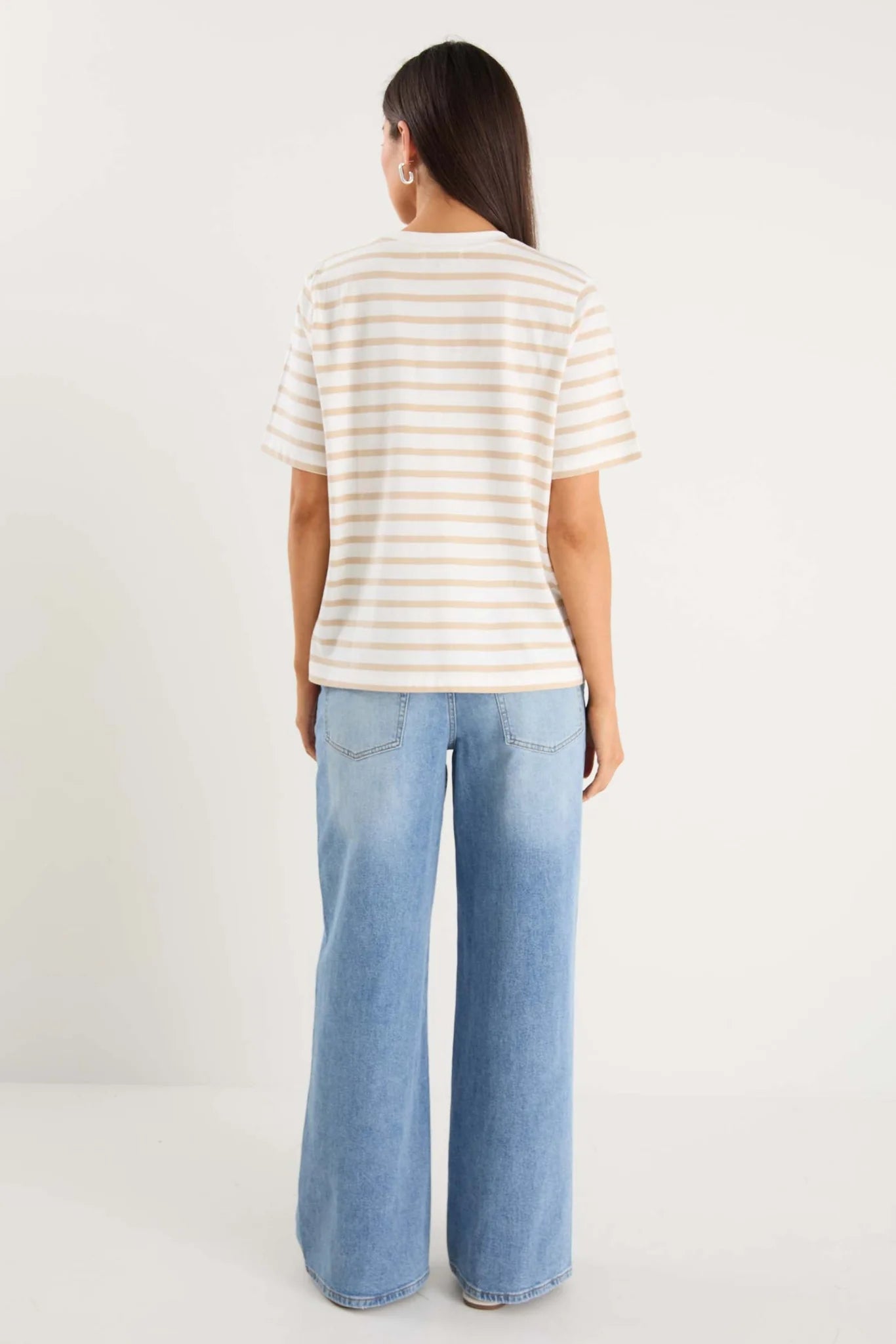 RE:UNION BINDING WHITE NATURAL STRIPE BOXY FIT TEE