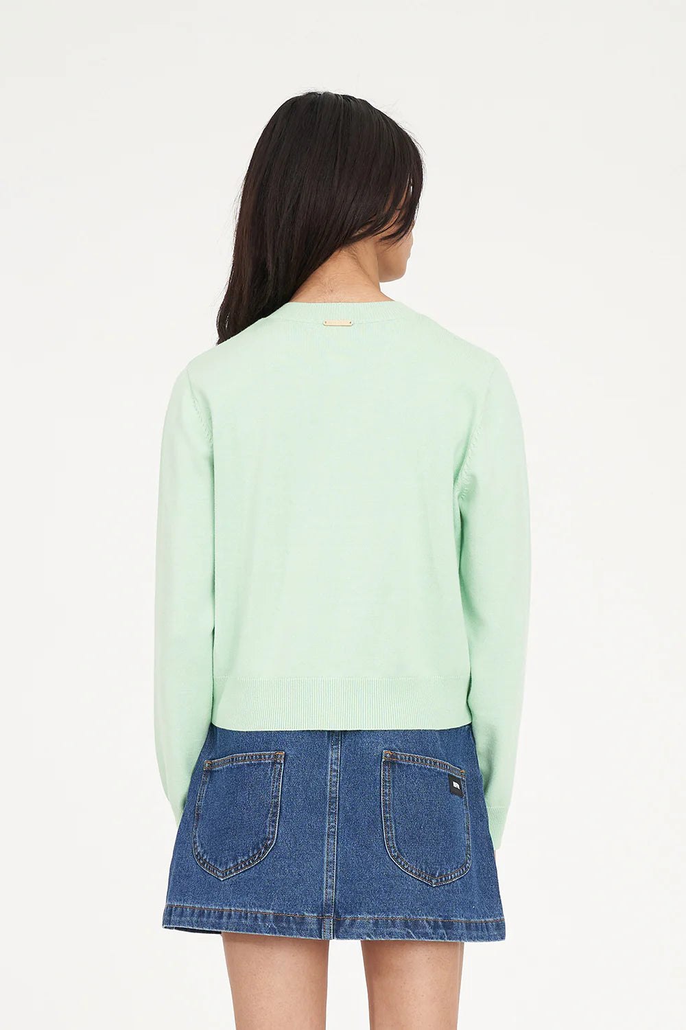 HUFFER KENZIE CROP KNIT CARDIGAN - MATCHA - THE VOGUE STORE